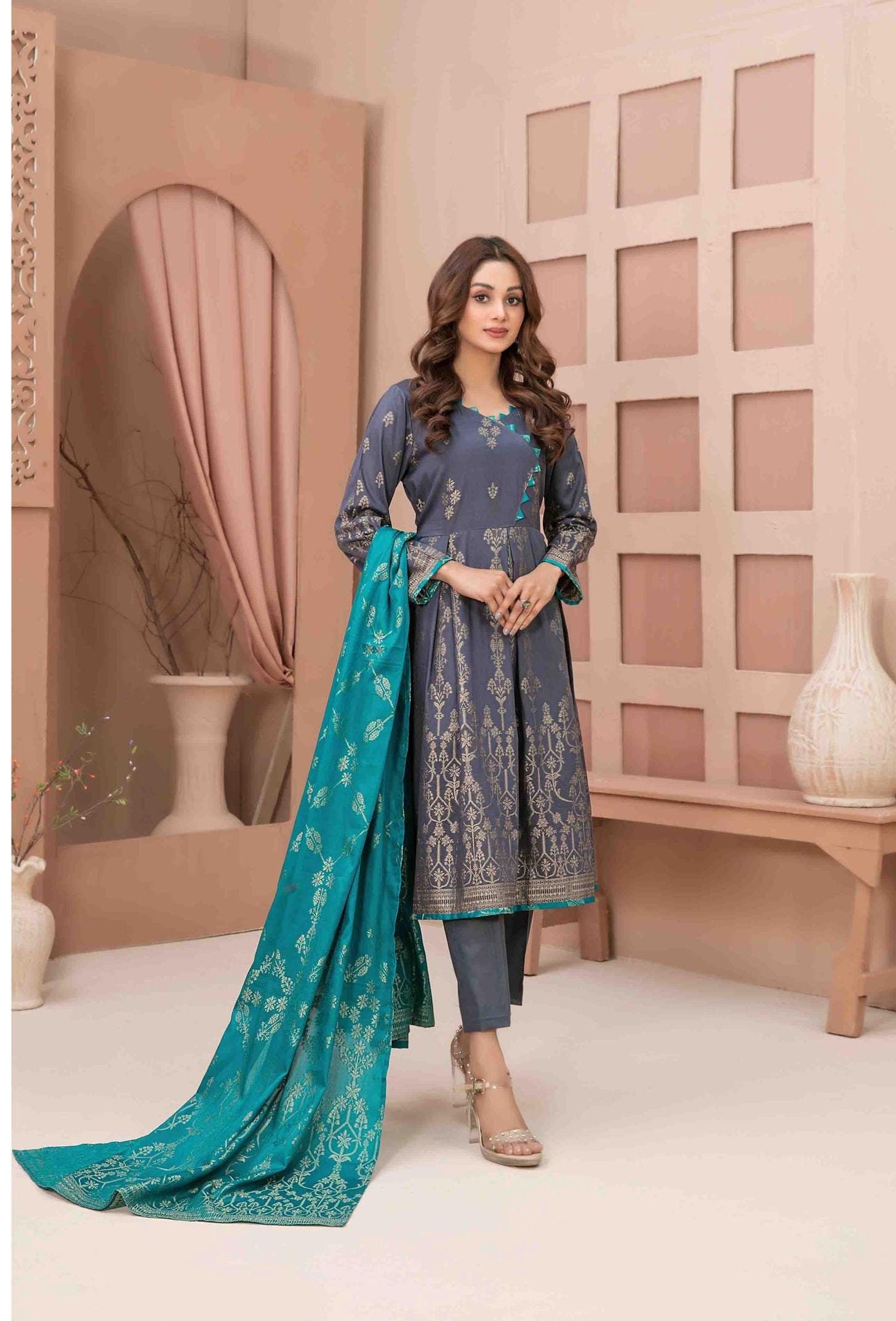 Eid Dress For Womens - Pakistani Broshia Banarsi Lawn Ramadan Partywear Festival Suits Jacquard Suit In Medium Size