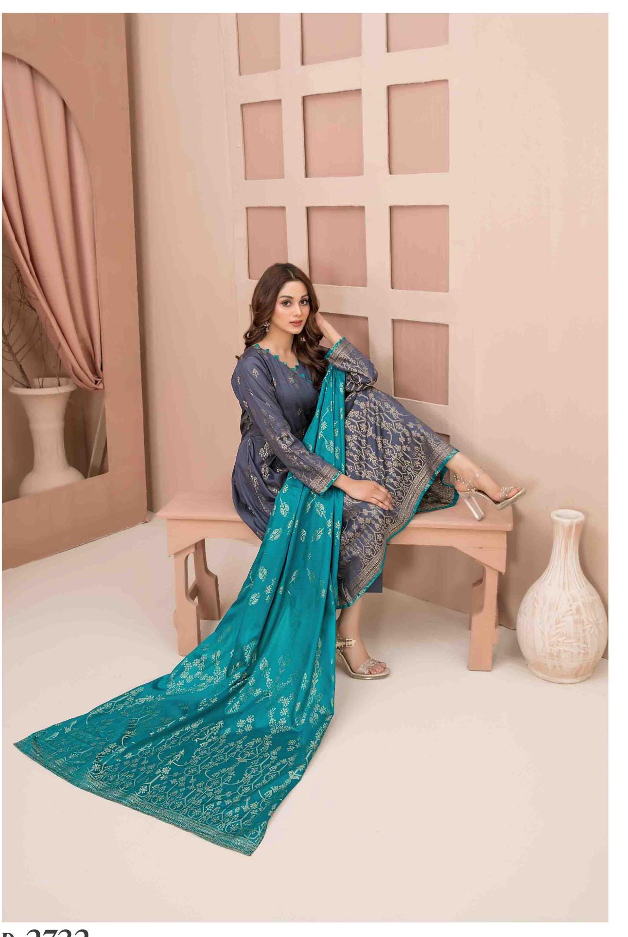 Eid Dress For Womens - Pakistani Broshia Banarsi Lawn Ramadan Partywear Festival Suits Jacquard Suit In Medium Size