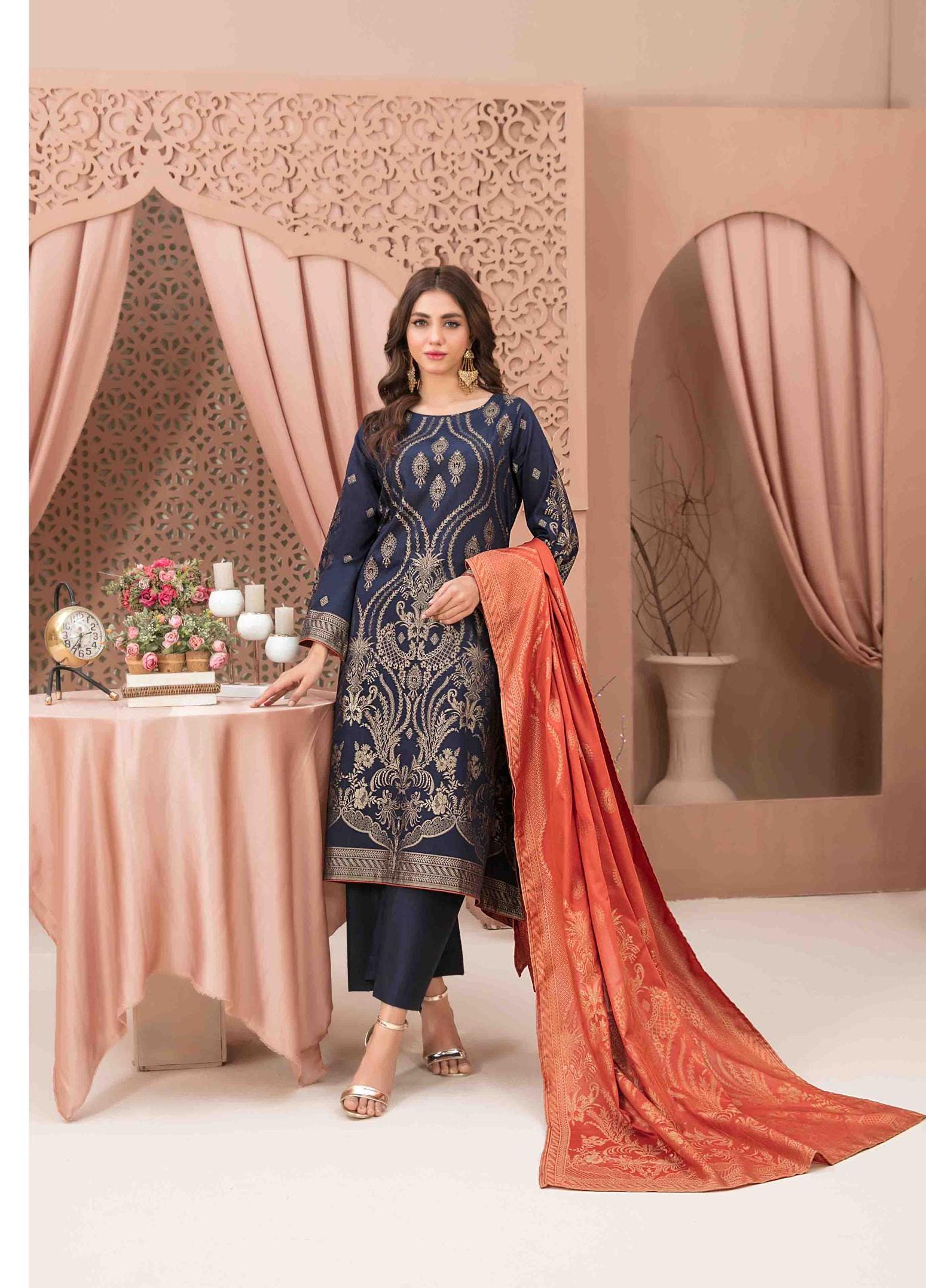 Eid Dress For Womens - Pakistani Broshia Banarsi Lawn Ramadan Partywear Festival Suits Jacquard Suit In Medium Size