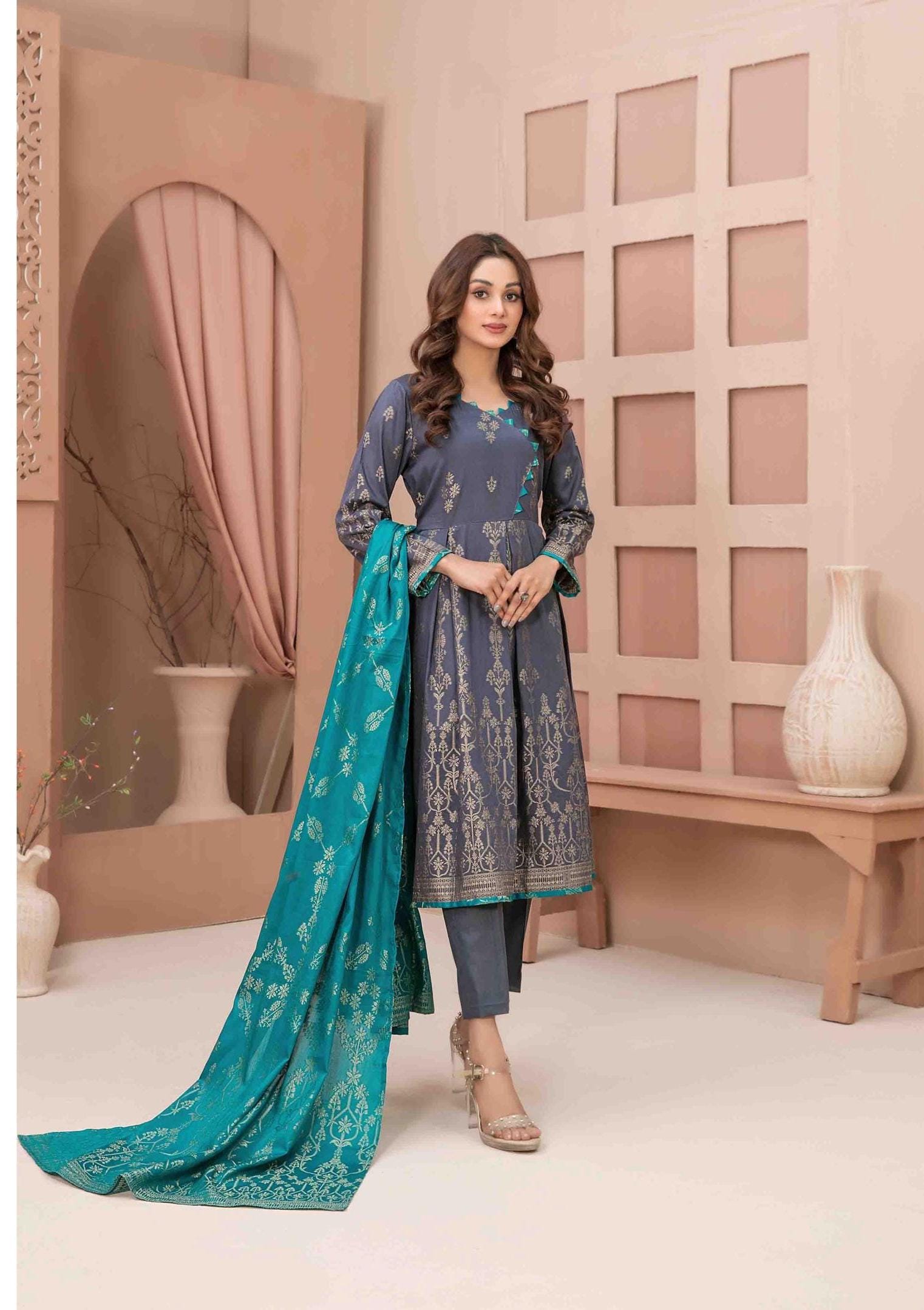 Eid Dress For Womens - Pakistani Broshia Banarsi Lawn Ramadan Partywear Festival Suits Jacquard Suit In Medium Size