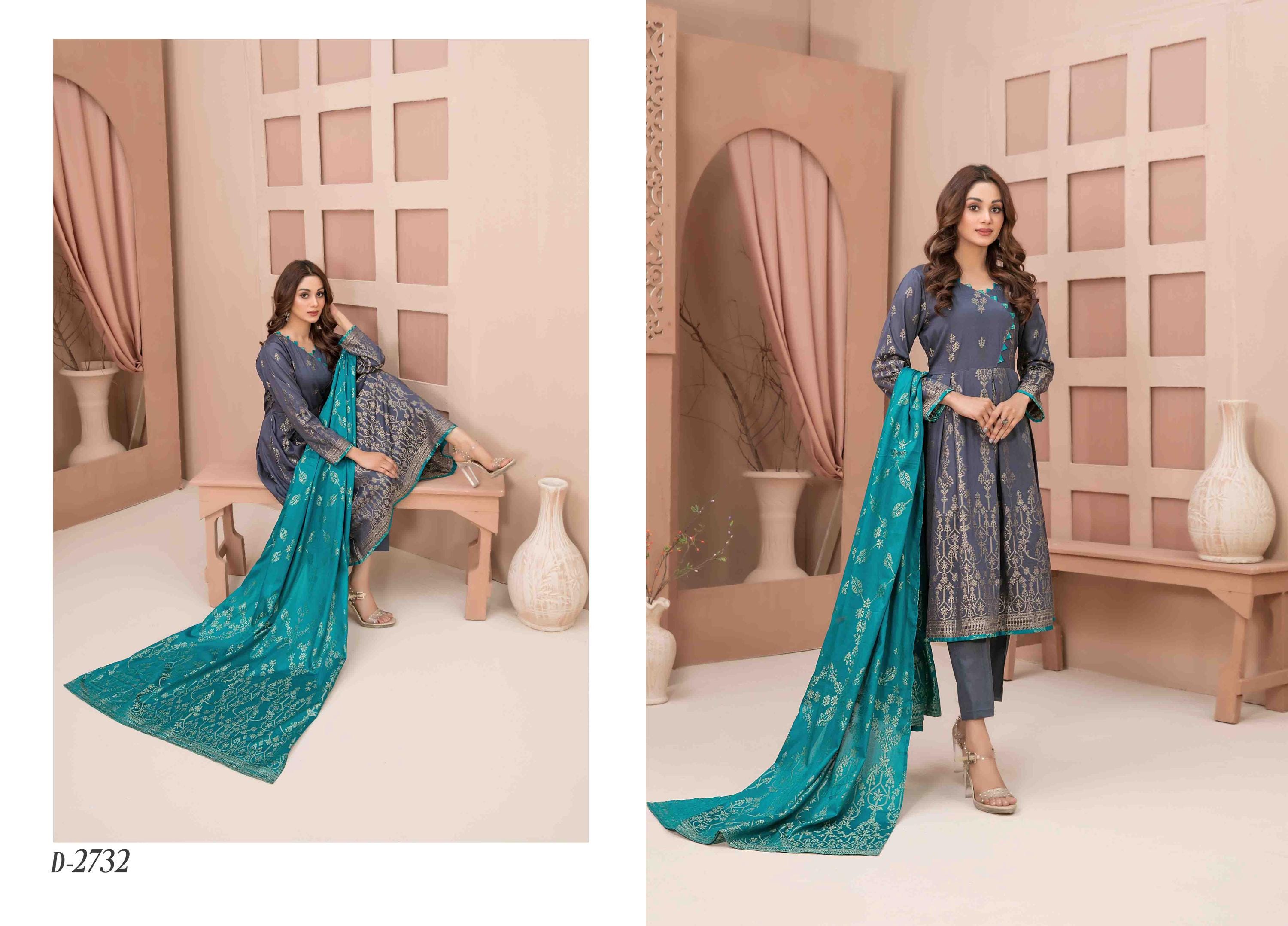 Eid Dress For Womens - Pakistani Broshia Banarsi Lawn Ramadan Partywear Festival Suits Jacquard Suit In Medium Size