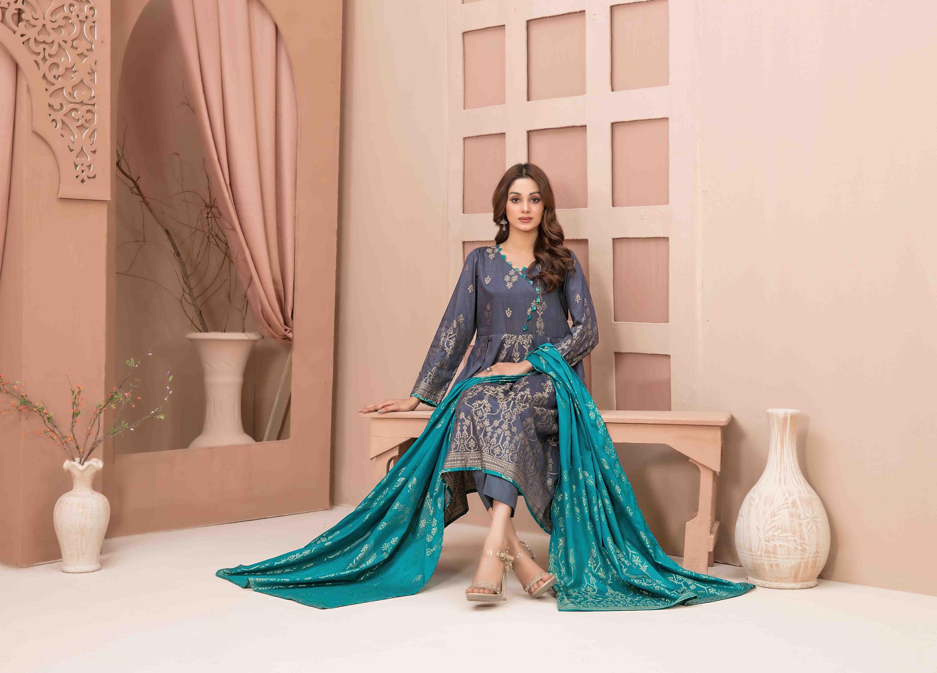 Eid Dress For Womens - Pakistani Broshia Banarsi Lawn Ramadan Partywear Festival Suits Jacquard Suit In Medium Size