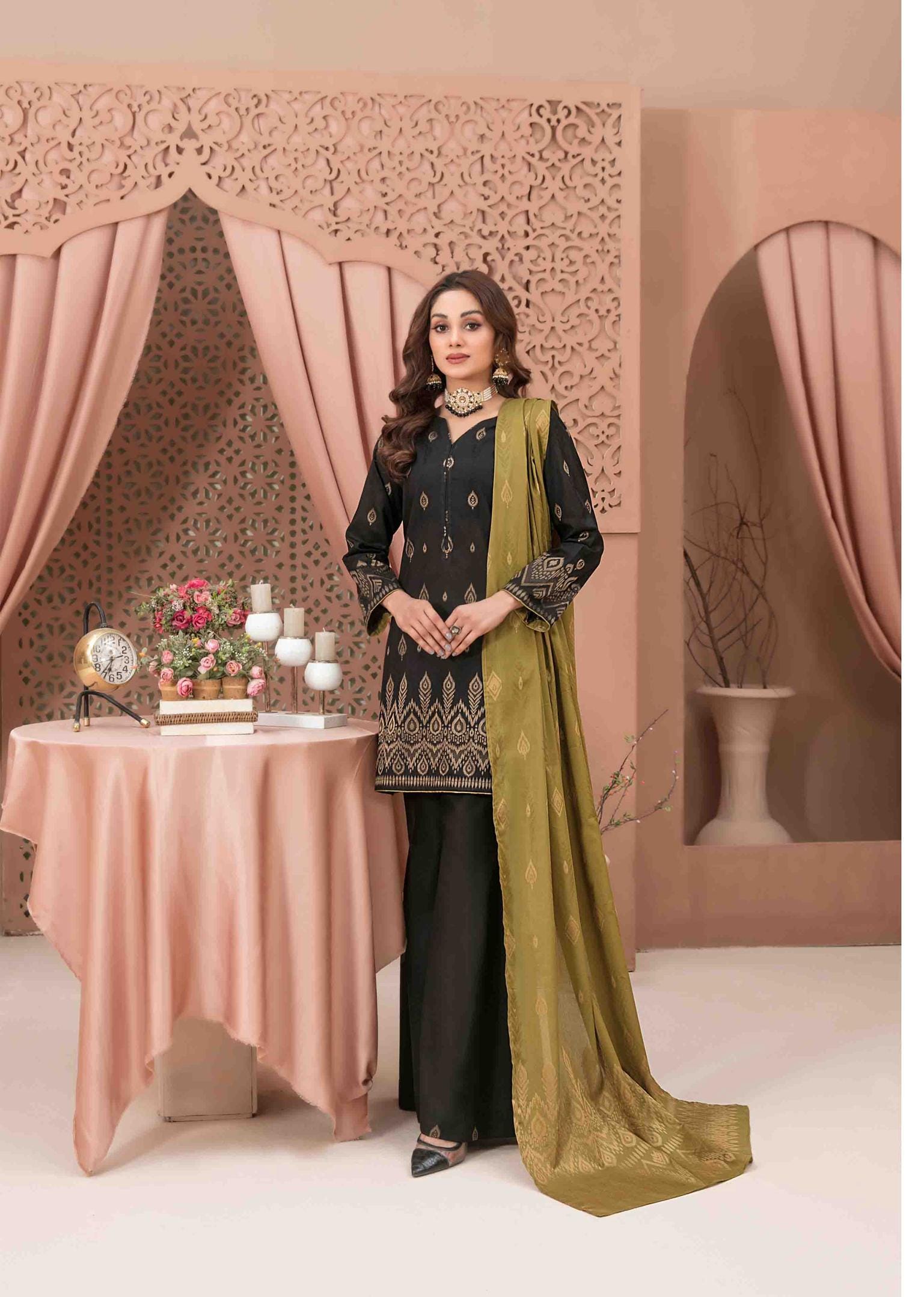 Eid Dress For Womens - Pakistani Broshia Banarsi Lawn Ramadan Partywear Festival Suits Jacquard Suit In Medium Size
