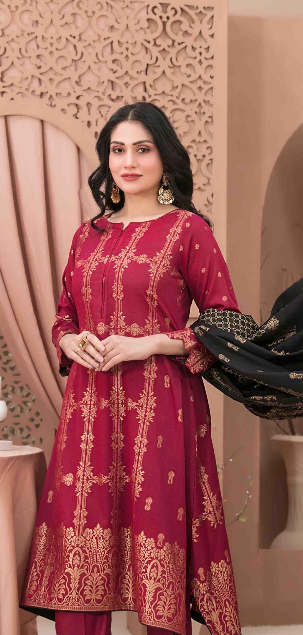 Eid Dress For Womens - Pakistani Broshia Banarsi Lawn Ramadan Partywear Festival Suits Jacquard Suit In Medium Size
