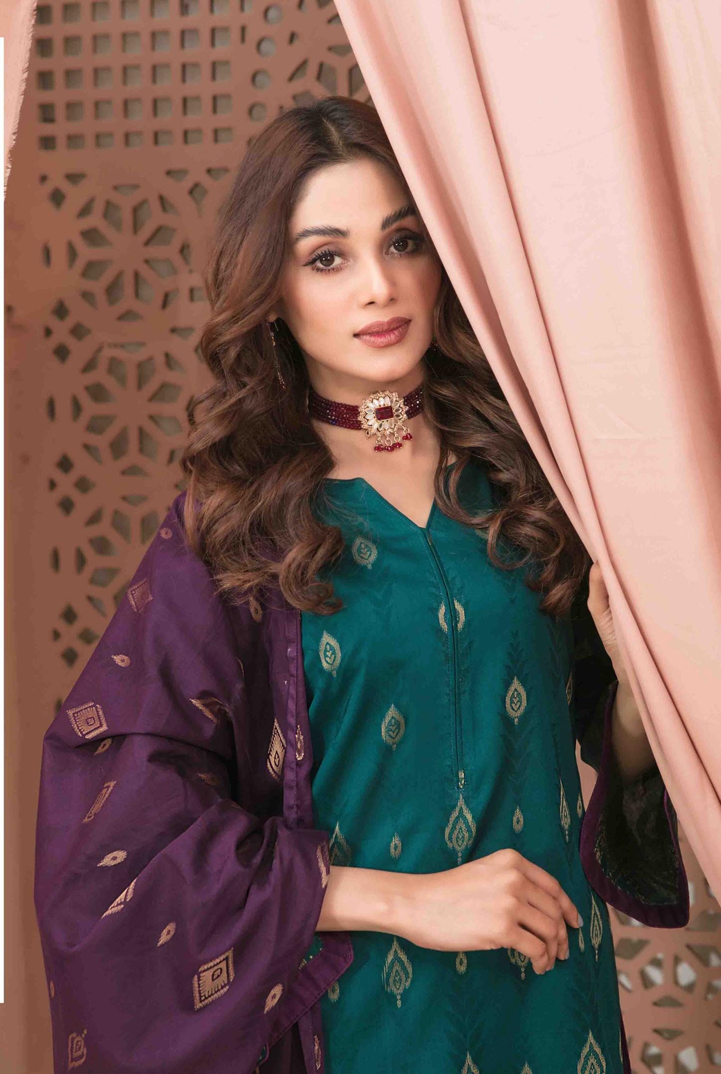 Eid Dress For Womens - Pakistani Broshia Banarsi Lawn Ramadan Partywear Festival Suits Jacquard Suit In Medium Size