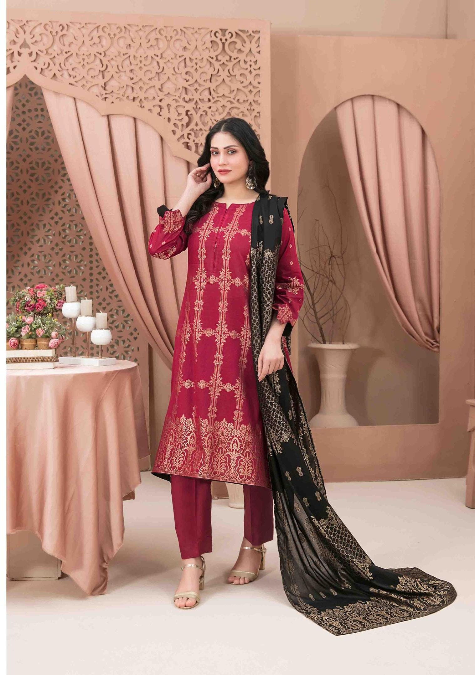 Eid Dress For Womens - Pakistani Broshia Banarsi Lawn Ramadan Partywear Festival Suits Jacquard Suit In Medium Size