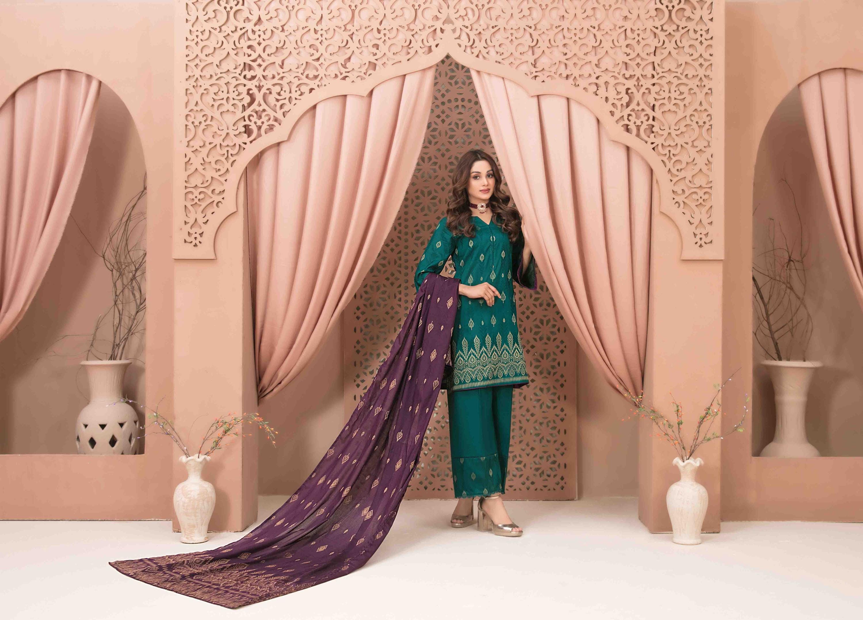 Eid Dress For Womens - Pakistani Broshia Banarsi Lawn Ramadan Partywear Festival Suits Jacquard Suit In Medium Size
