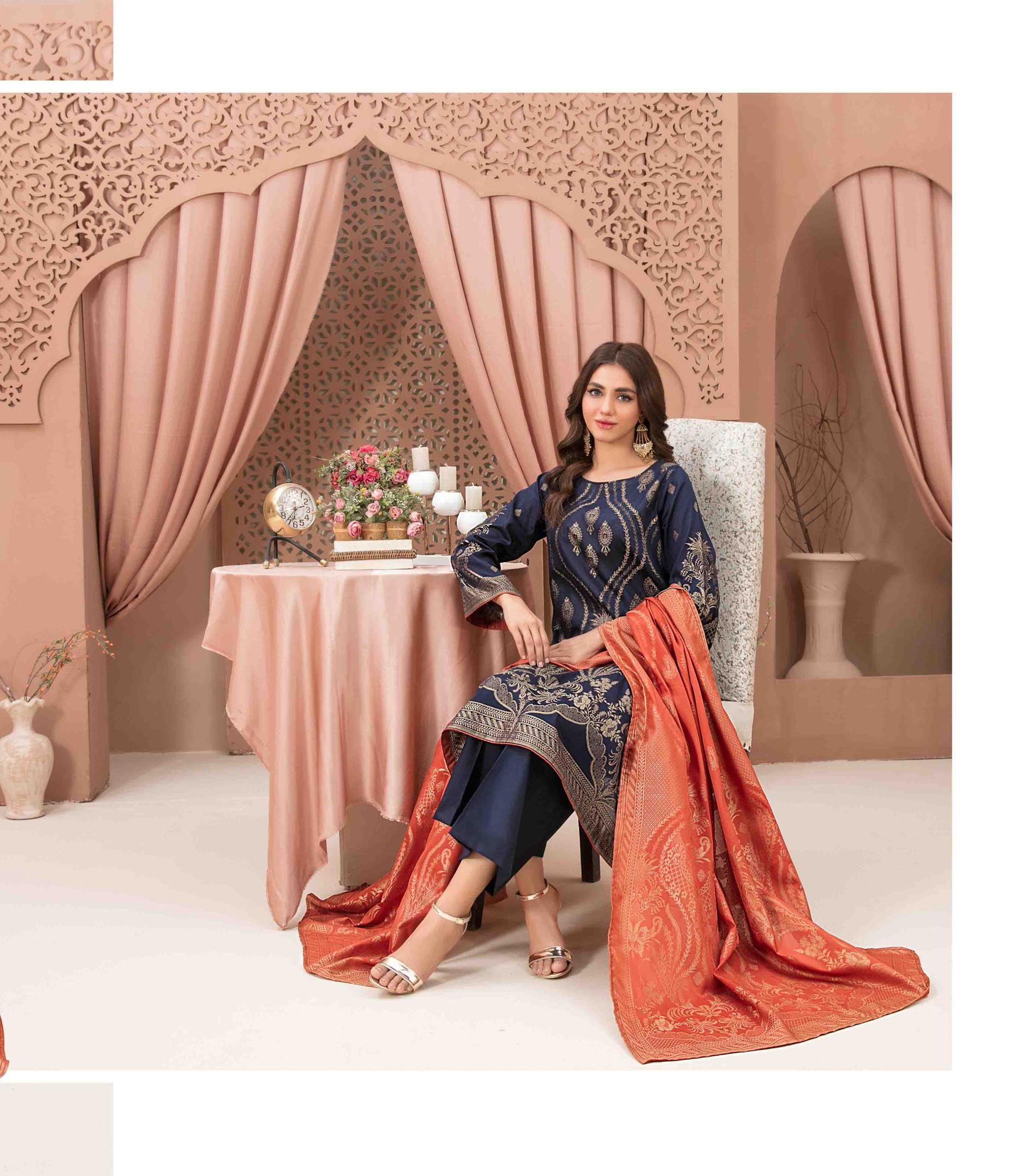 Eid Dress For Womens - Pakistani Broshia Banarsi Lawn Ramadan Partywear Festival Suits Jacquard Suit In Medium Size