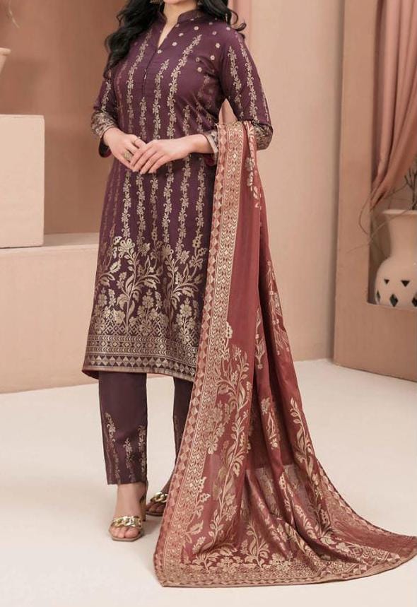 Eid Dress For Womens - Pakistani Broshia Banarsi Lawn Ramadan Partywear Festival Suits Jacquard Suit In Medium Size