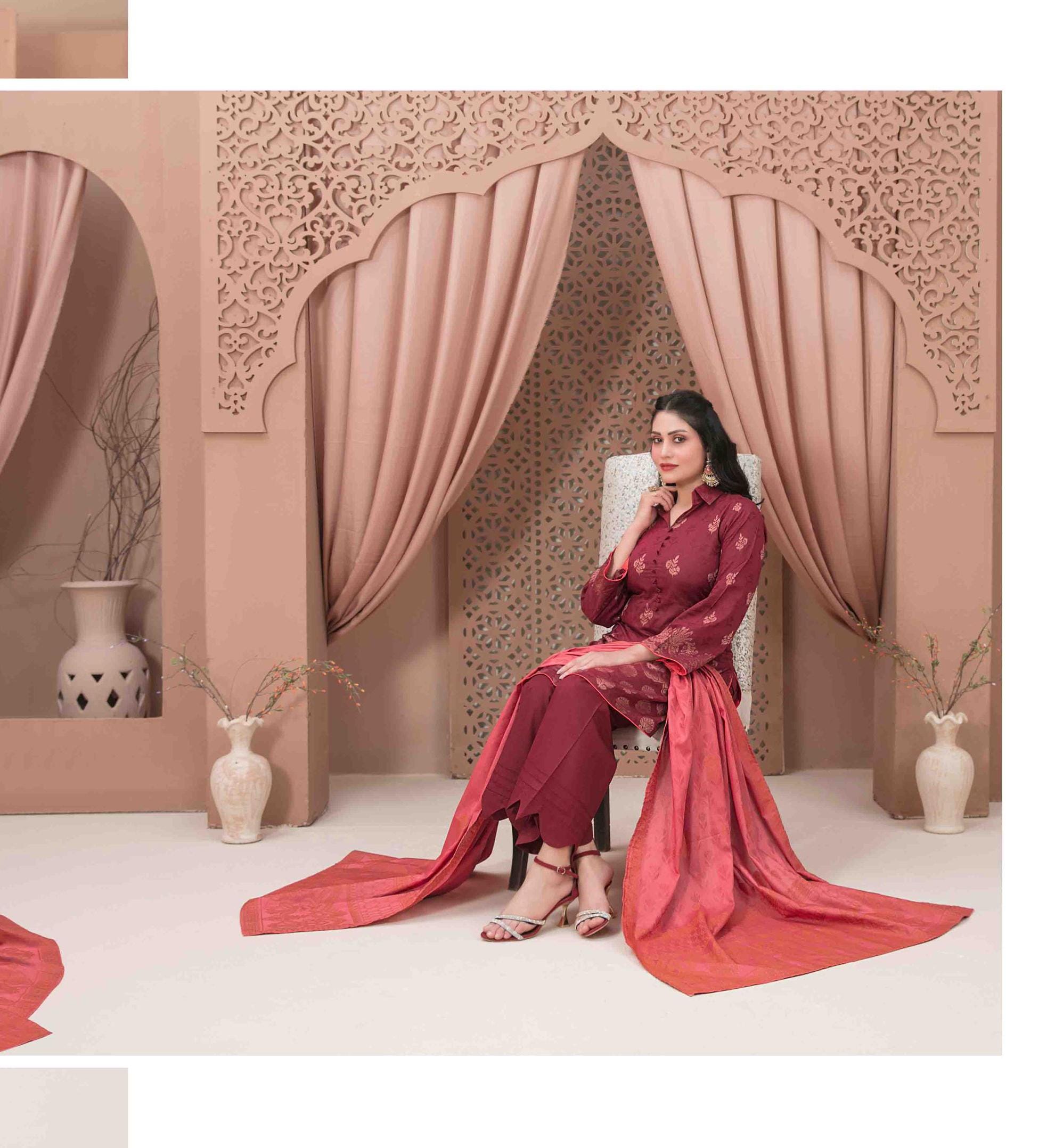 Eid Dress For Womens - Pakistani Broshia Banarsi Lawn Ramadan Partywear Festival Suits Jacquard Suit In Medium Size