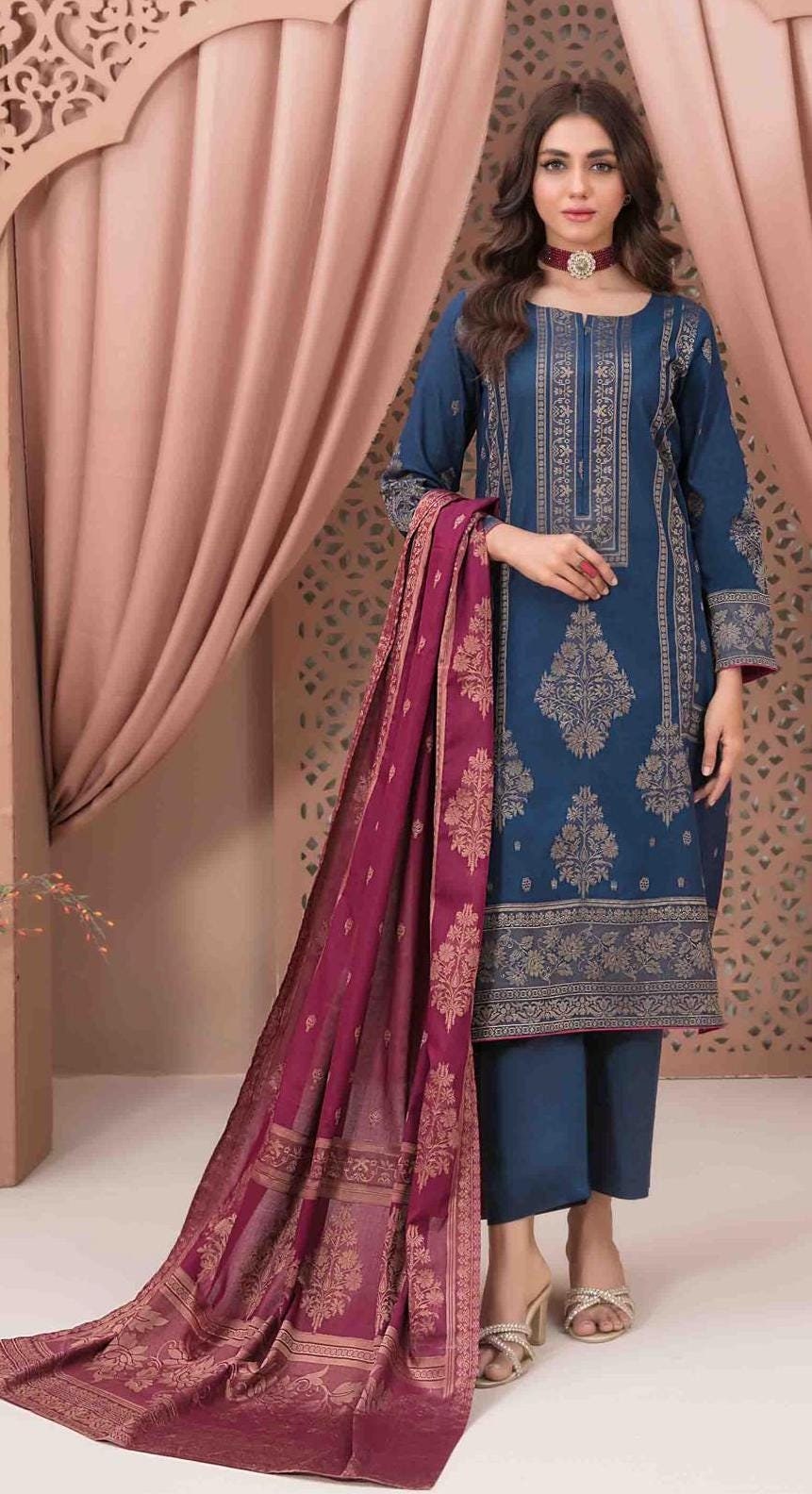 Eid Dress For Womens - Pakistani Broshia Banarsi Lawn Ramadan Partywear Festival Suits Jacquard Suit In Medium Size