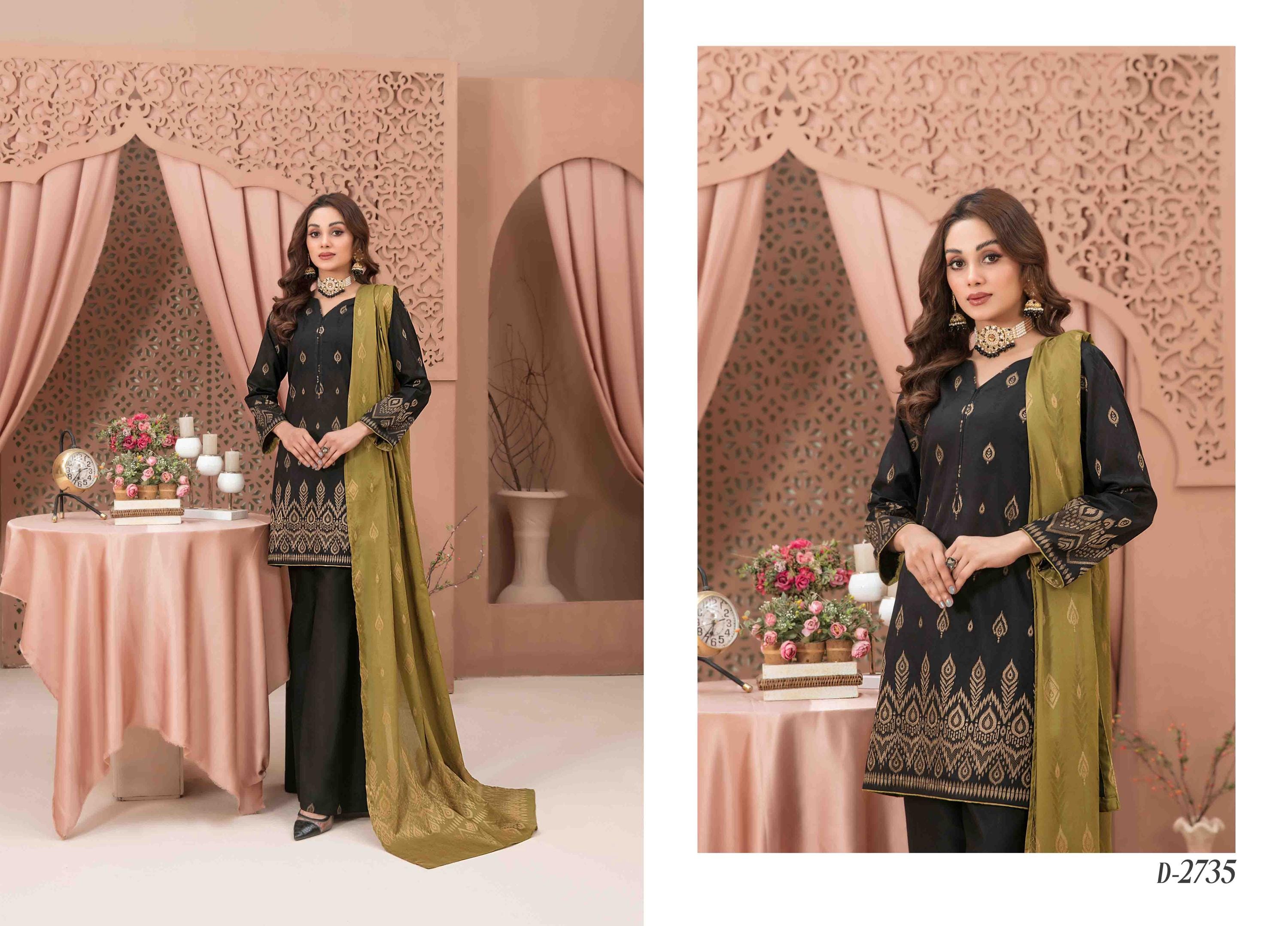 Eid Dress For Womens - Pakistani Broshia Banarsi Lawn Ramadan Partywear Festival Suits Jacquard Suit In Medium Size