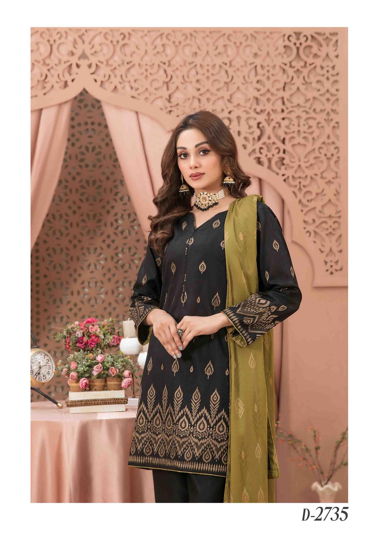 Eid Dress For Womens - Pakistani Broshia Banarsi Lawn Ramadan Partywear Festival Suits Jacquard Suit In Medium Size