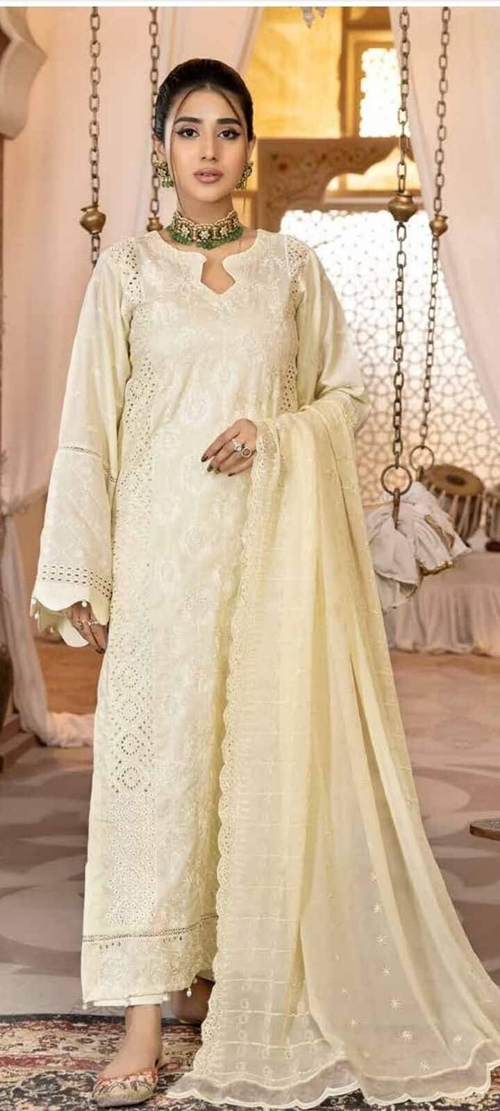 Eid Unstitched Chikankari Eid Partywear Dress, Pakistani Branded, Salwar Kameez Suit, for Wedding Partywear, Eid Ramadan Special, Days