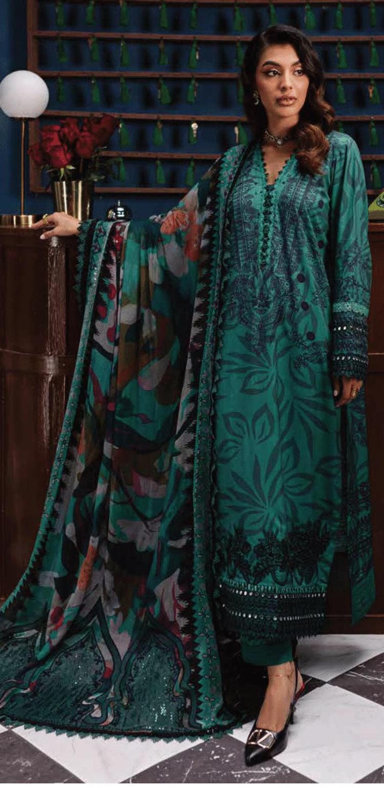 Eid Dress For Womens - Pakistani Embroidered Linen Ramadan Partywear Festival Suits Eid Salwar Kameez Suits in Medium, & X-L