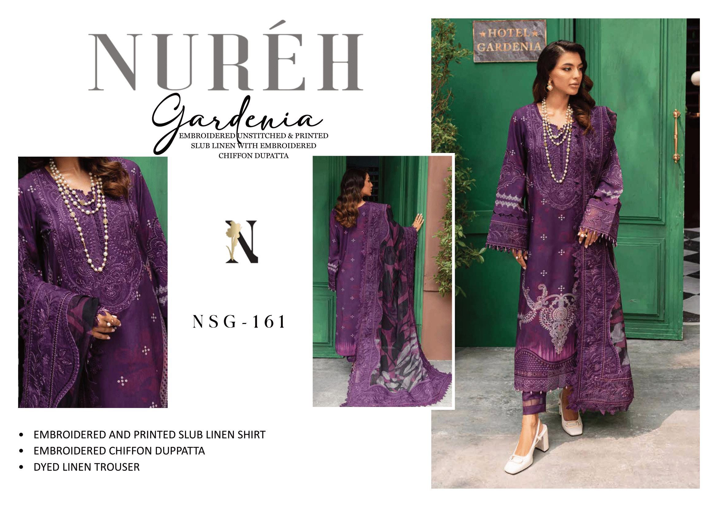 Eid Dress For Womens - Pakistani Embroidered Linen Ramadan Partywear Festival Suits Eid Salwar Kameez Suits in Medium, & X-L
