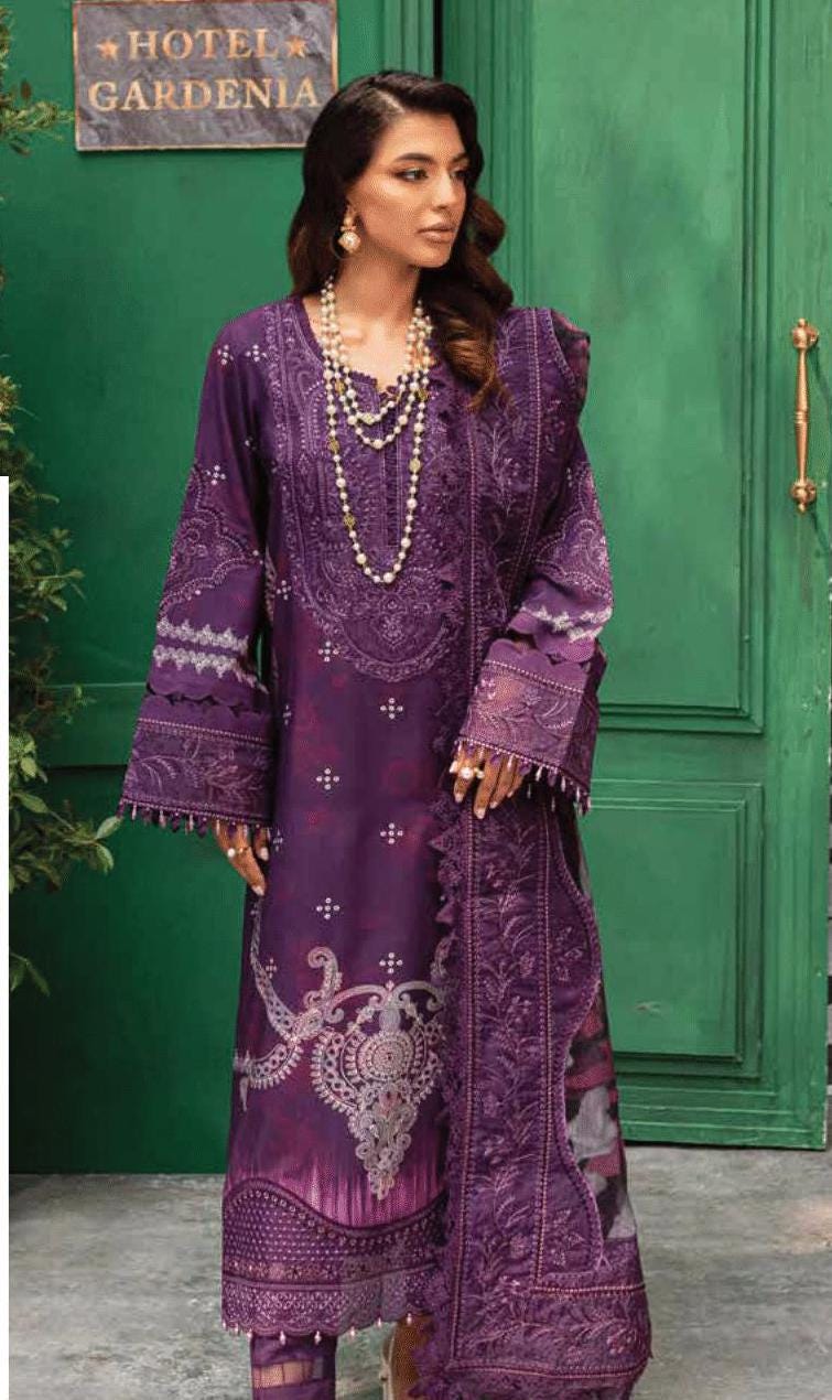 Eid Dress For Womens - Pakistani Embroidered Linen Ramadan Partywear Festival Suits Eid Salwar Kameez Suits in Medium, & X-L
