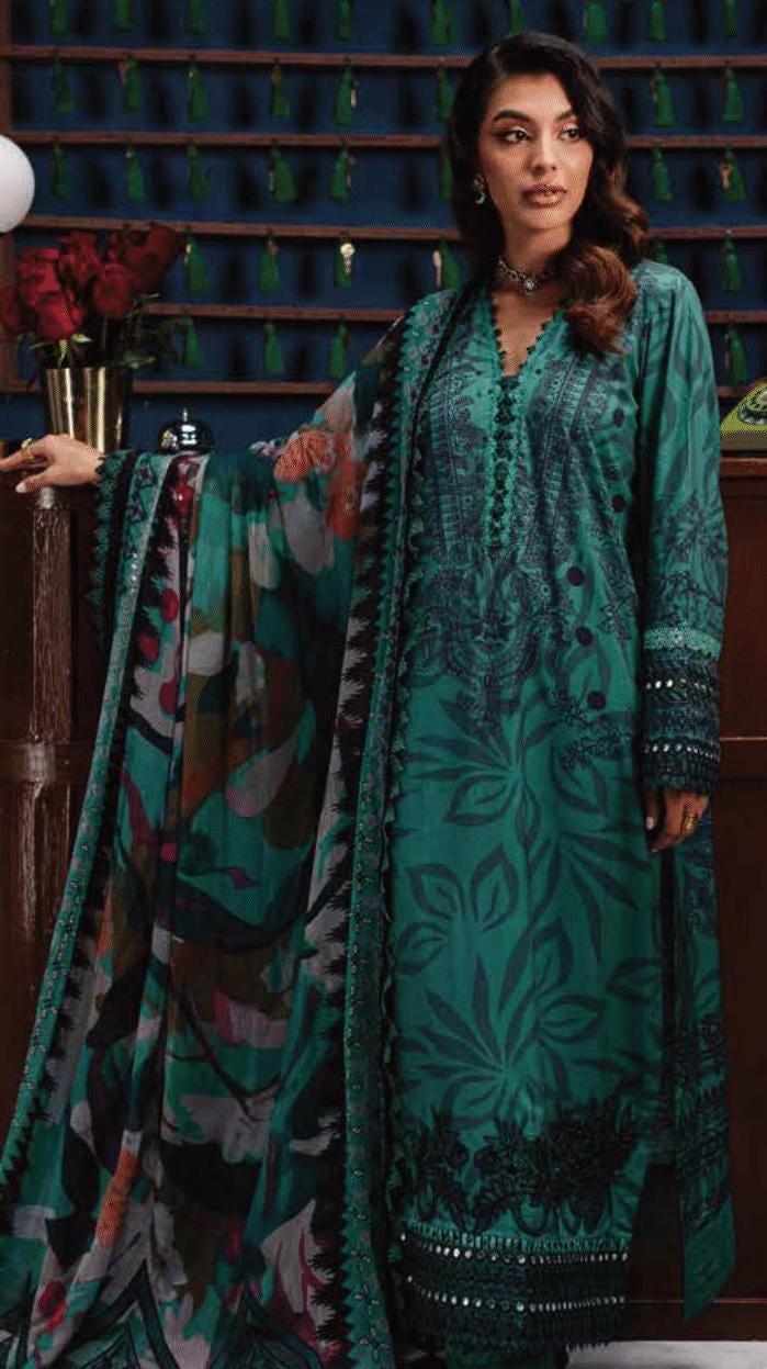 Eid Dress For Womens - Pakistani Embroidered Linen Ramadan Partywear Festival Suits Eid Salwar Kameez Suits in Medium, & X-L