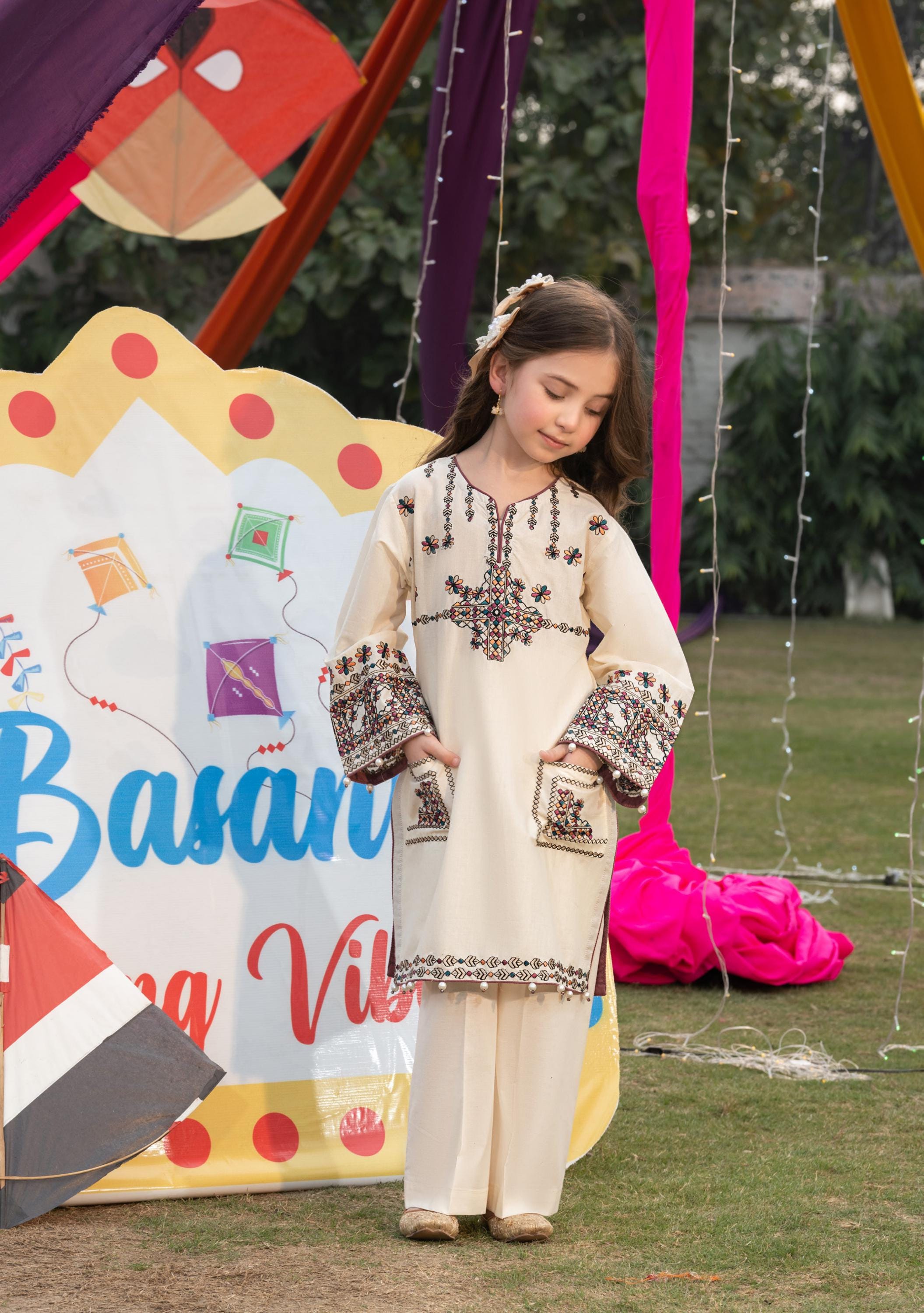 Eid Dress Little Girls – Readymade Eid Partywear Dress - Embroidered Luxury Pret for Baby Girls Suit - Wedding, Festival Eid Outfit for Girl