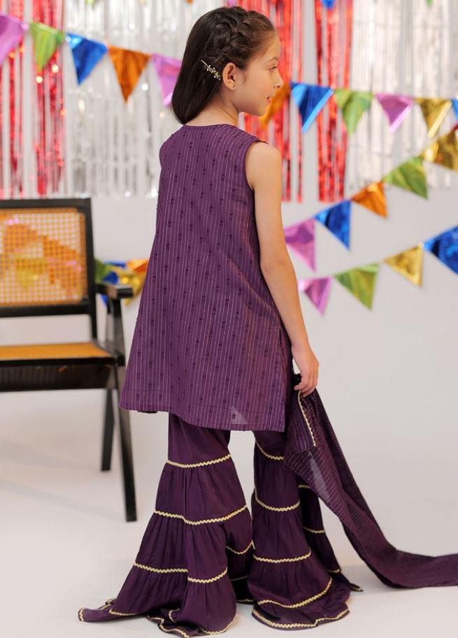Eid Little Girls Dress With Dupatta Gharara – Printed Party Baby Girls Suits Eid Dress