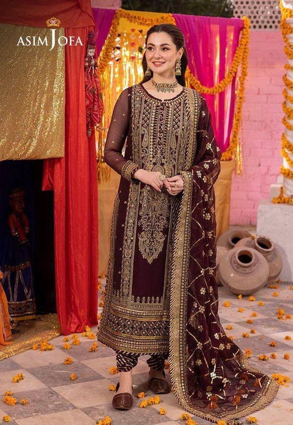Eid Dress For Womens – Wedding Festival Salwar Kameez Suits Luxury Embroidered Chiffon Pakistani Eid Partywear Suit In SmallSize