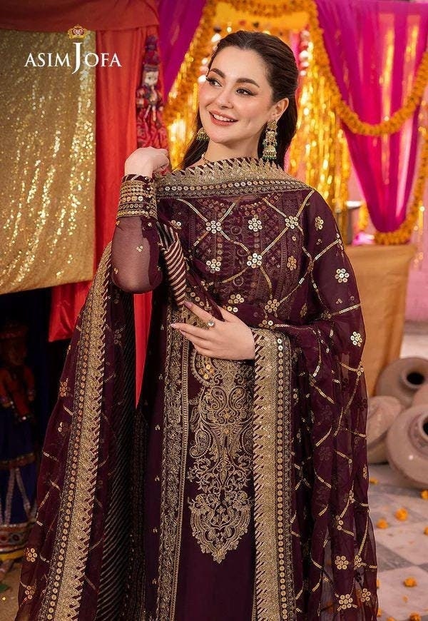 Eid Dress For Womens – Wedding Festival Salwar Kameez Suits Luxury Embroidered Chiffon Pakistani Eid Partywear Suit In SmallSize