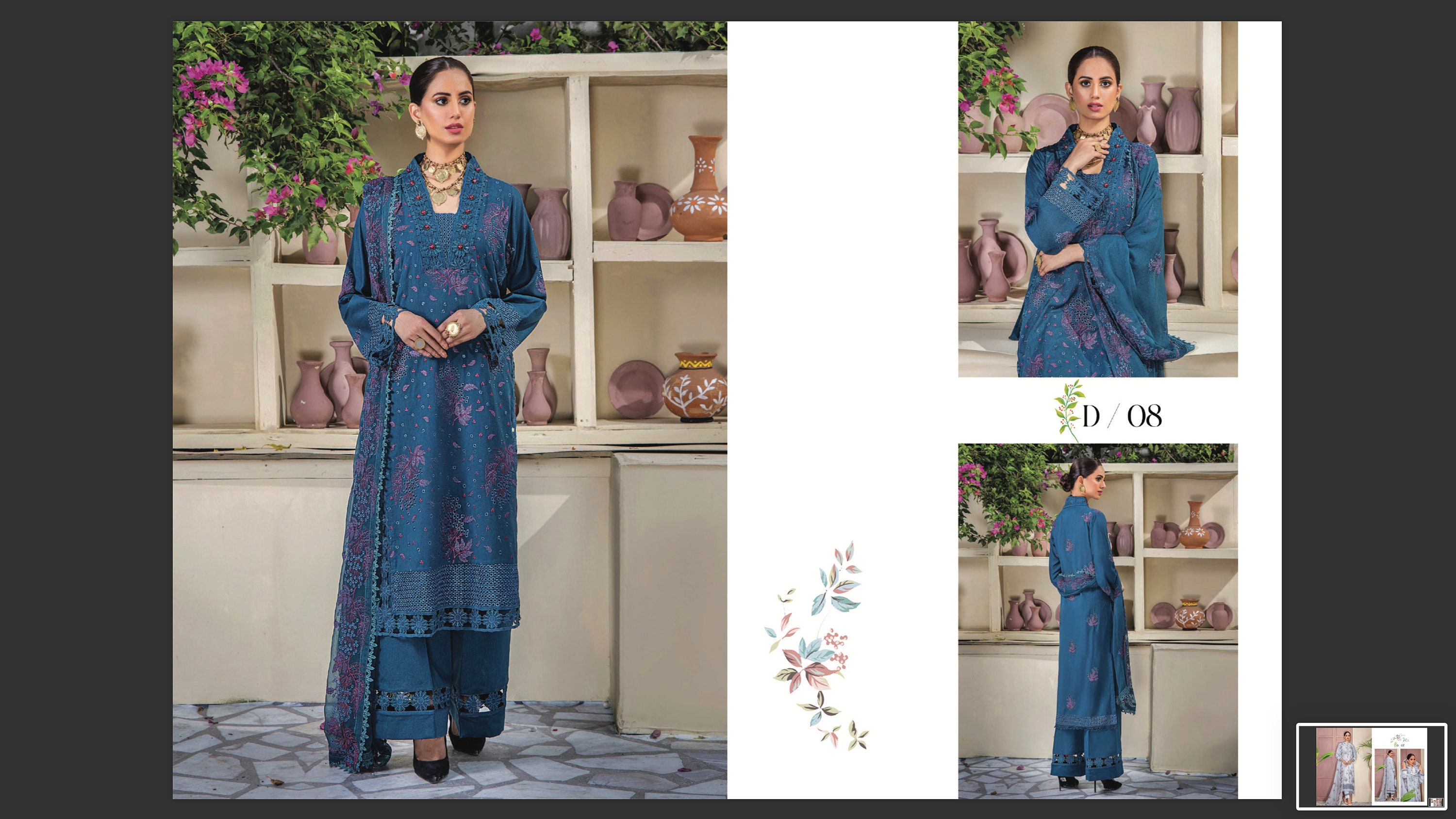 Eid Dress For Womens - Pakistani Embroidered Karandi Ramadan Partywear Festival Suits Salwar Kameez Suit In Medium & Large Size