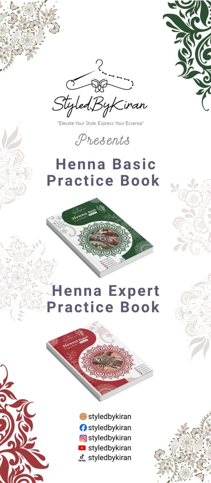 Henna Practice Art Book for Beginner – Mehndi Acrylic Sheet And Clip Training Kit