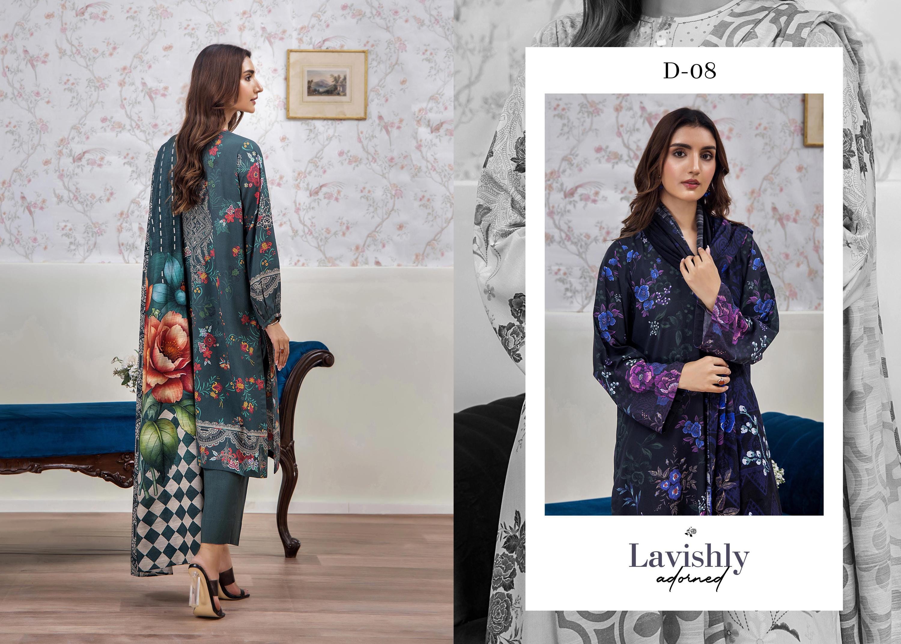 Eid Dress For Womens - Pakistani Embroidered Linen Ramadan Partywear Festival Suits In Medium & Large Size