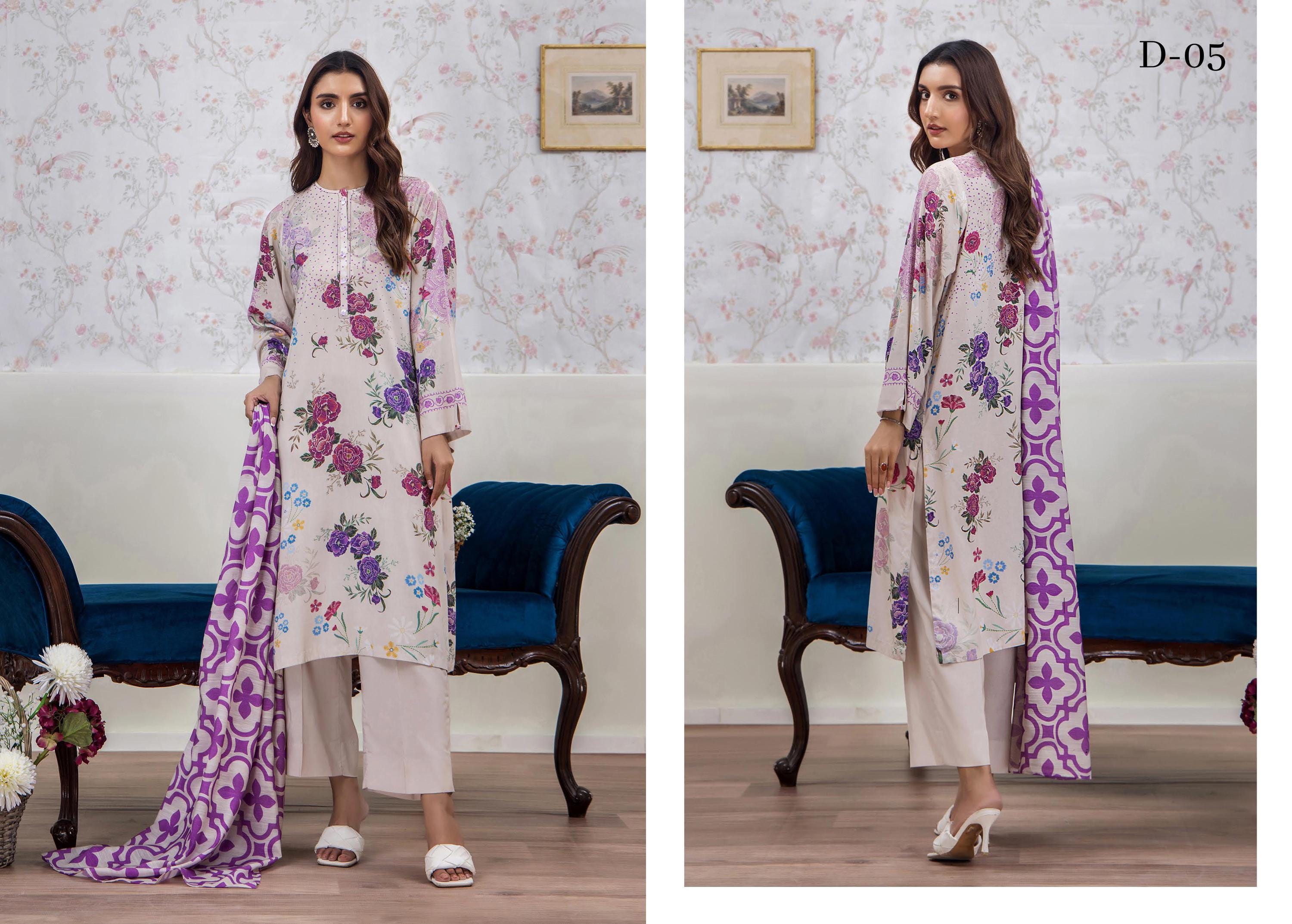 Eid Dress For Womens - Pakistani Embroidered Linen Ramadan Partywear Festival Suits In Medium & Large Size