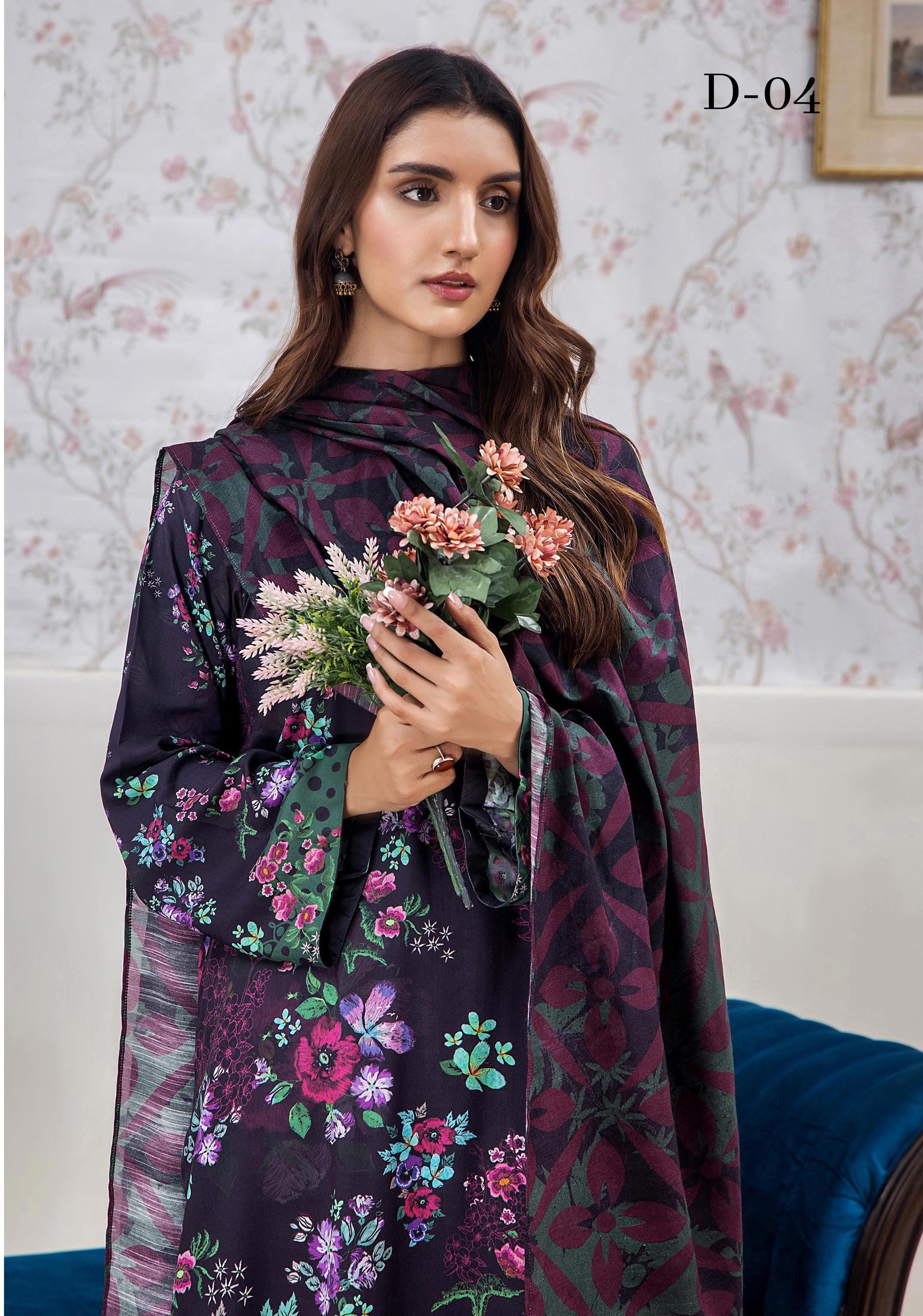 Eid Dress For Womens - Pakistani Embroidered Linen Ramadan Partywear Festival Suits In Medium & Large Size