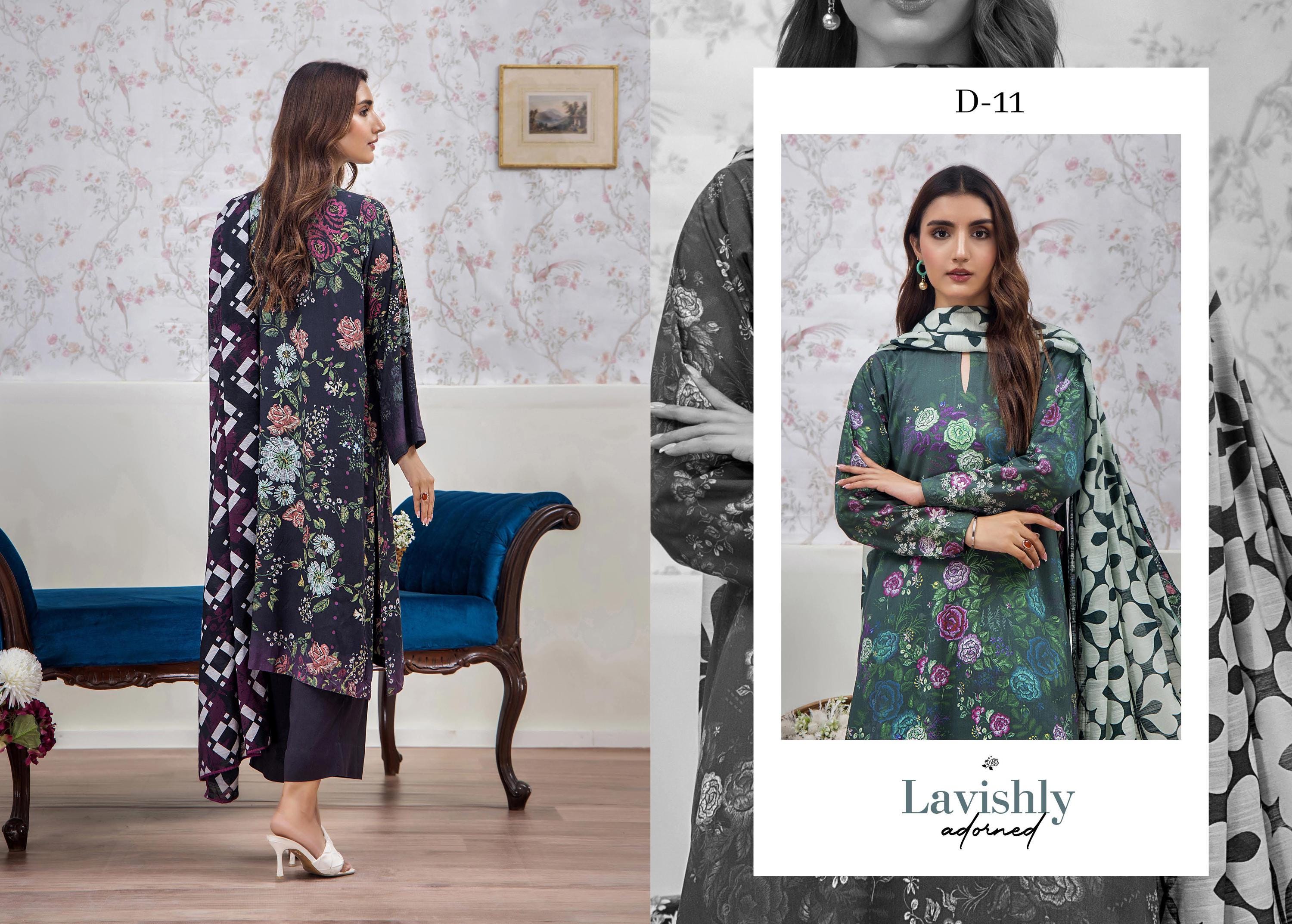 Eid Dress For Womens - Pakistani Embroidered Linen Ramadan Partywear Festival Suits In Medium & Large Size