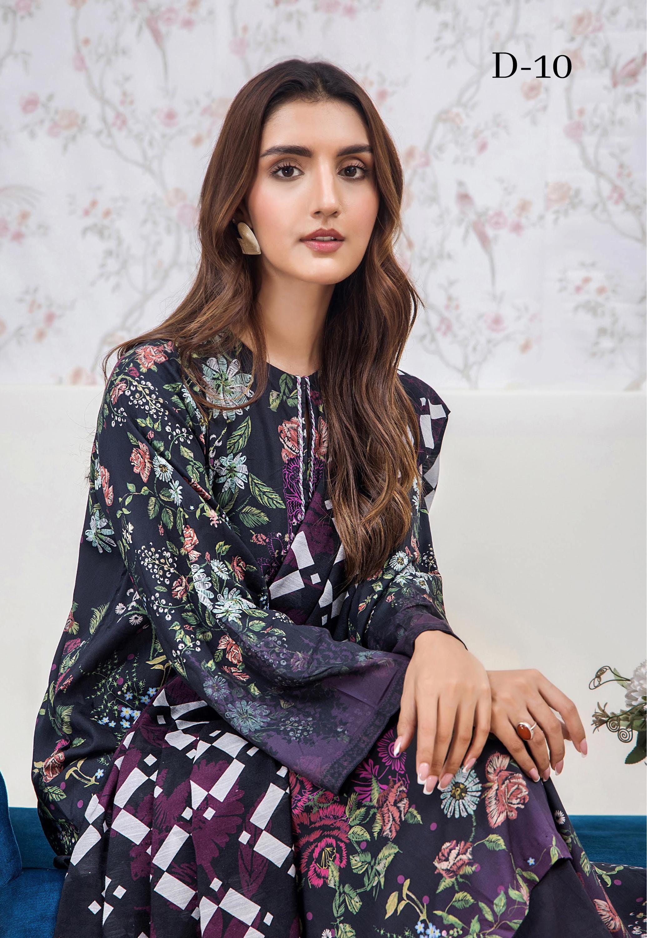 Eid Dress For Womens - Pakistani Embroidered Linen Ramadan Partywear Festival Suits In Medium & Large Size