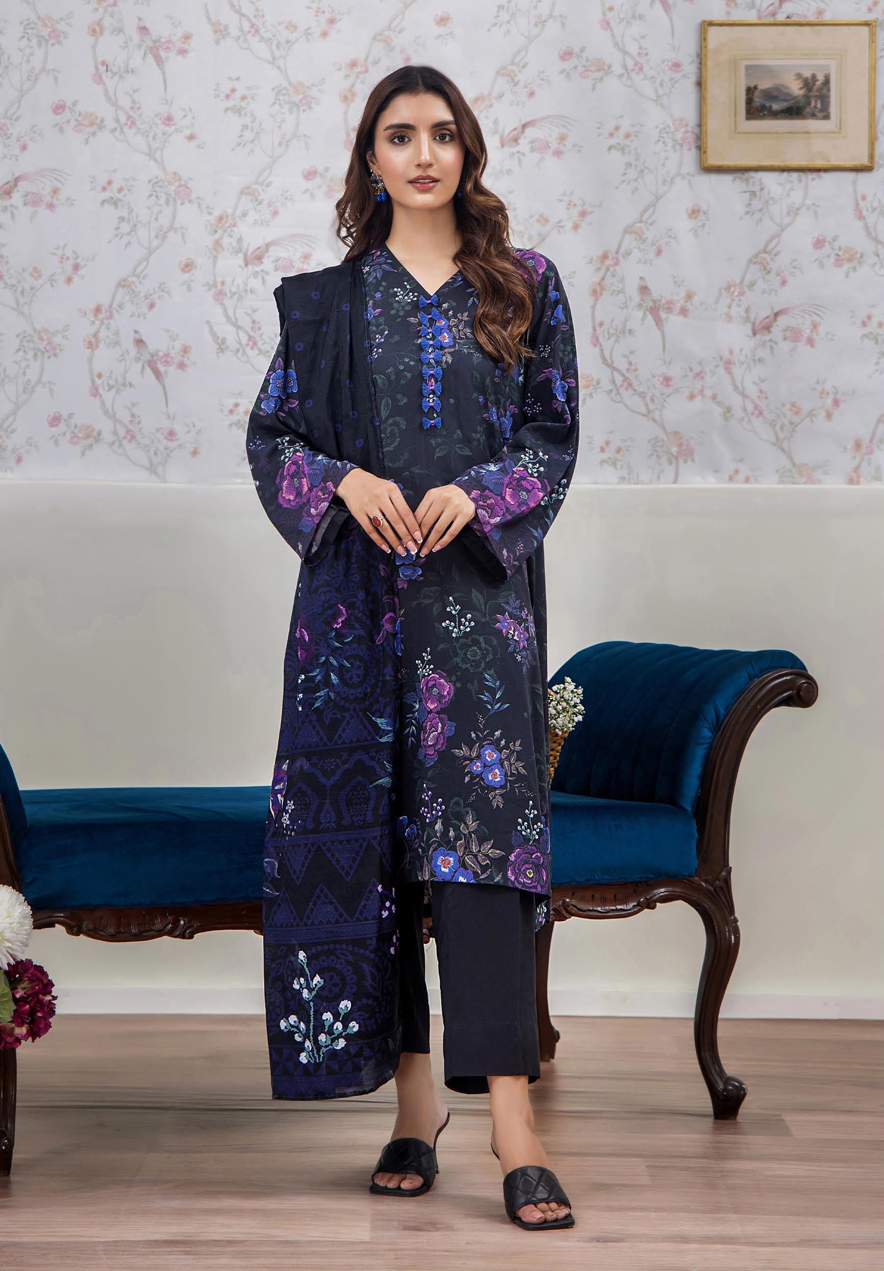 Eid Dress For Womens - Pakistani Embroidered Linen Ramadan Partywear Festival Suits In Medium & Large Size