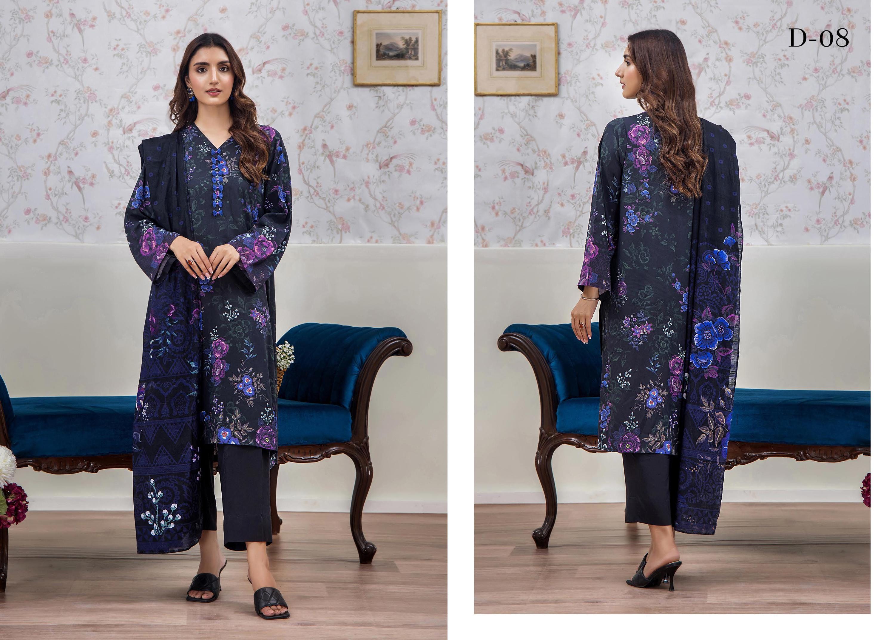 Eid Dress For Womens - Pakistani Embroidered Linen Ramadan Partywear Festival Suits In Medium & Large Size