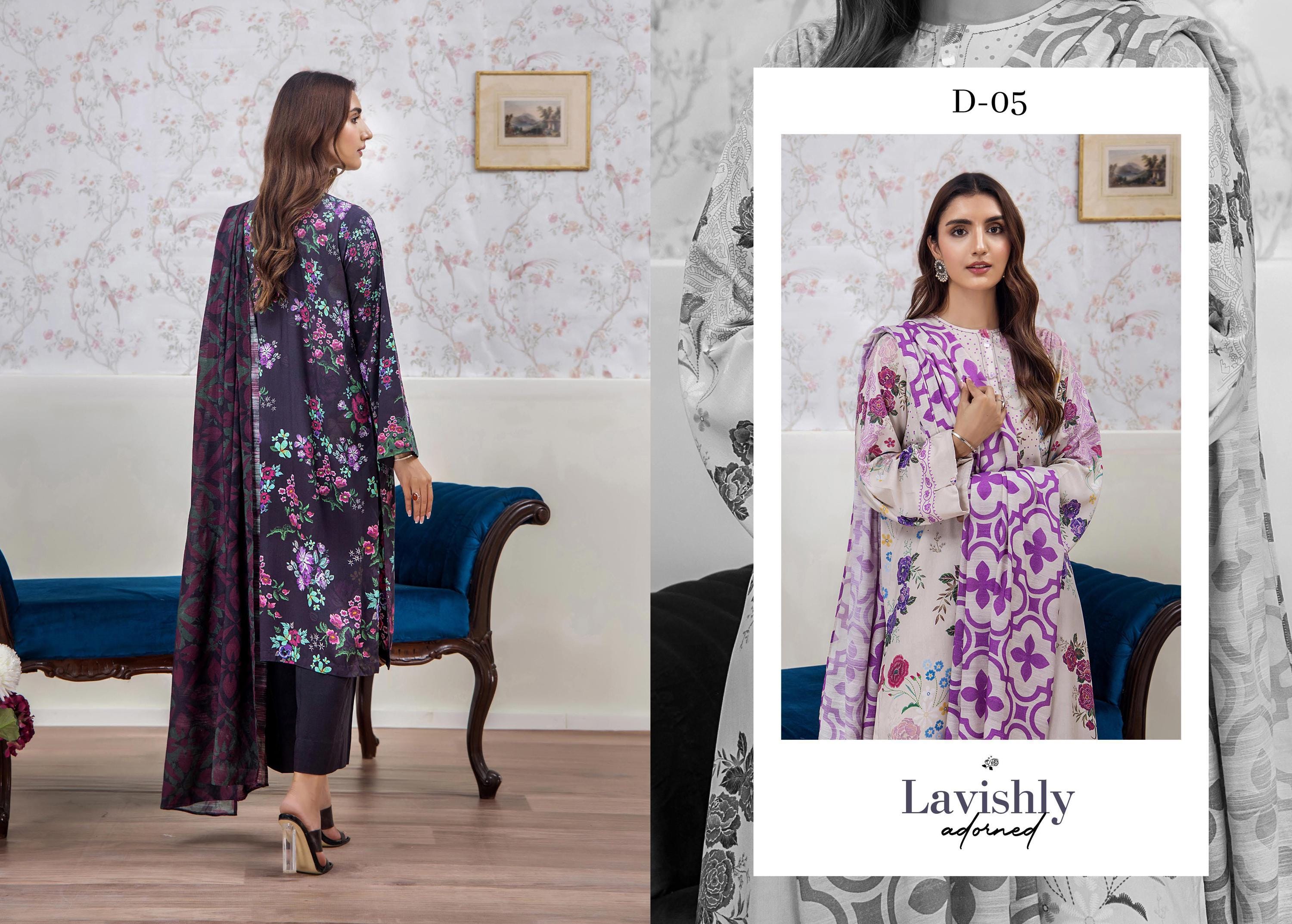 Eid Dress For Womens - Pakistani Embroidered Linen Ramadan Partywear Festival Suits In Medium & Large Size