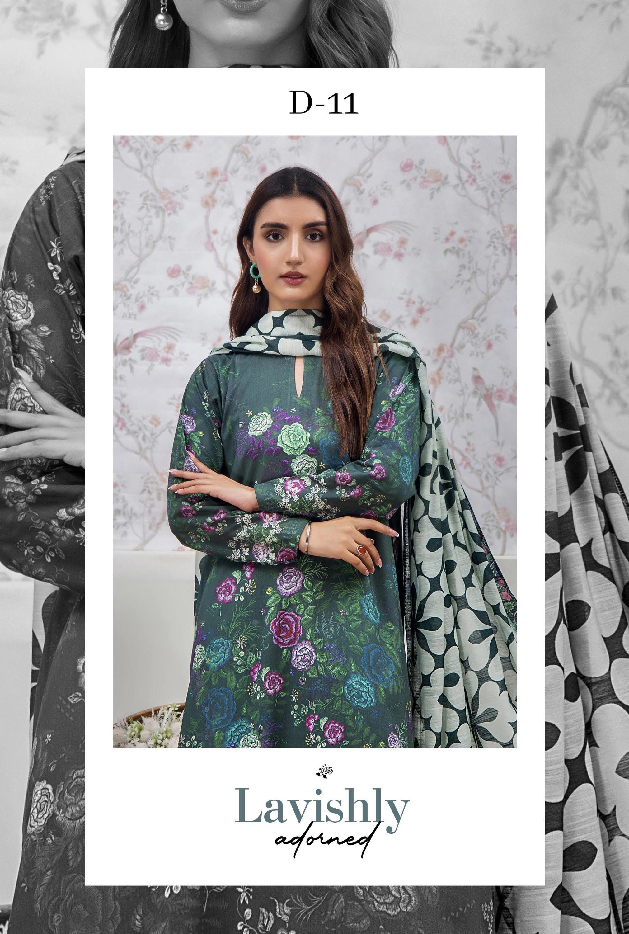 Eid Dress For Womens - Pakistani Embroidered Linen Ramadan Partywear Festival Suits In Medium & Large Size