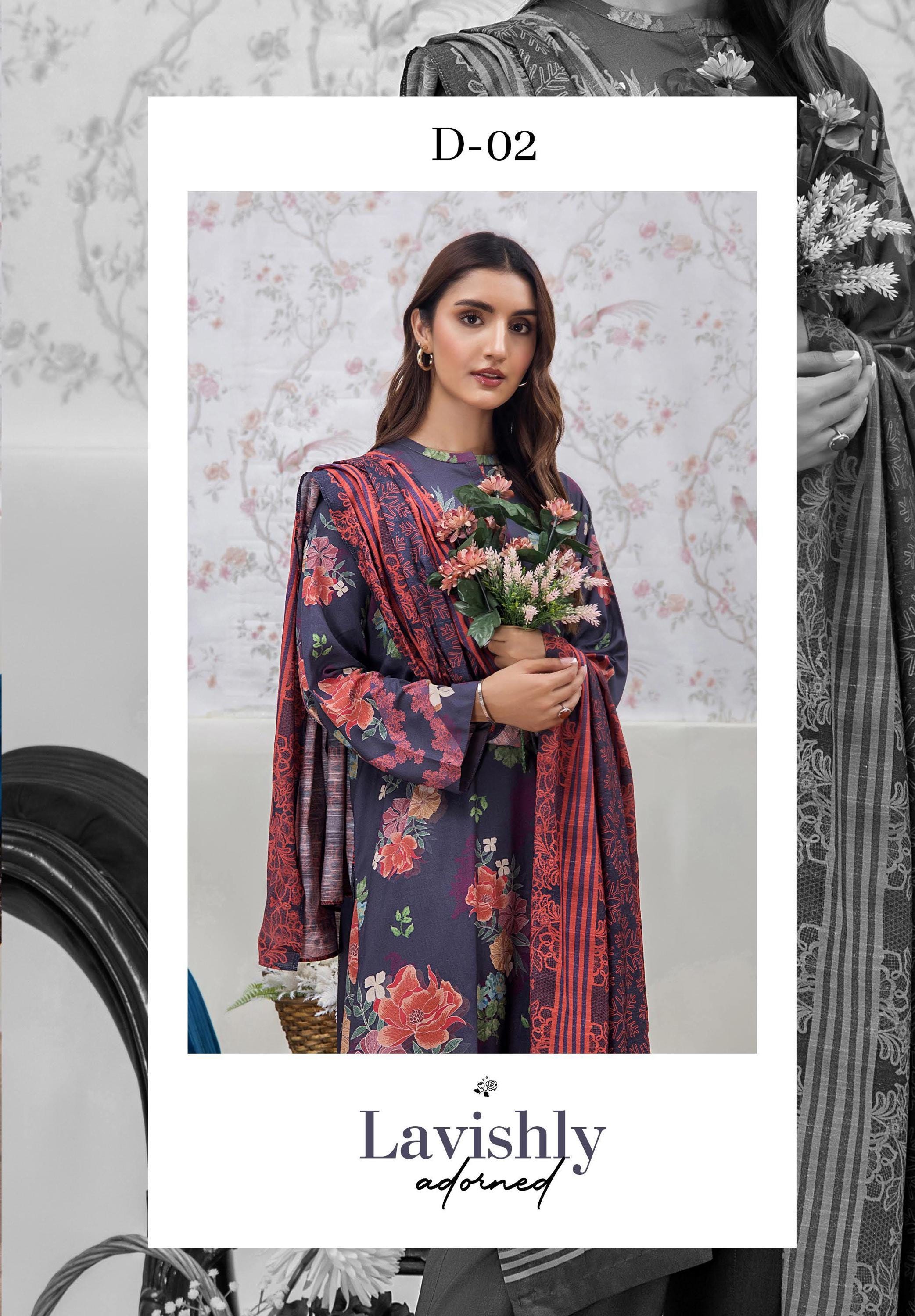 Eid Dress For Womens - Pakistani Embroidered Linen Ramadan Partywear Festival Suits In Medium & Large Size