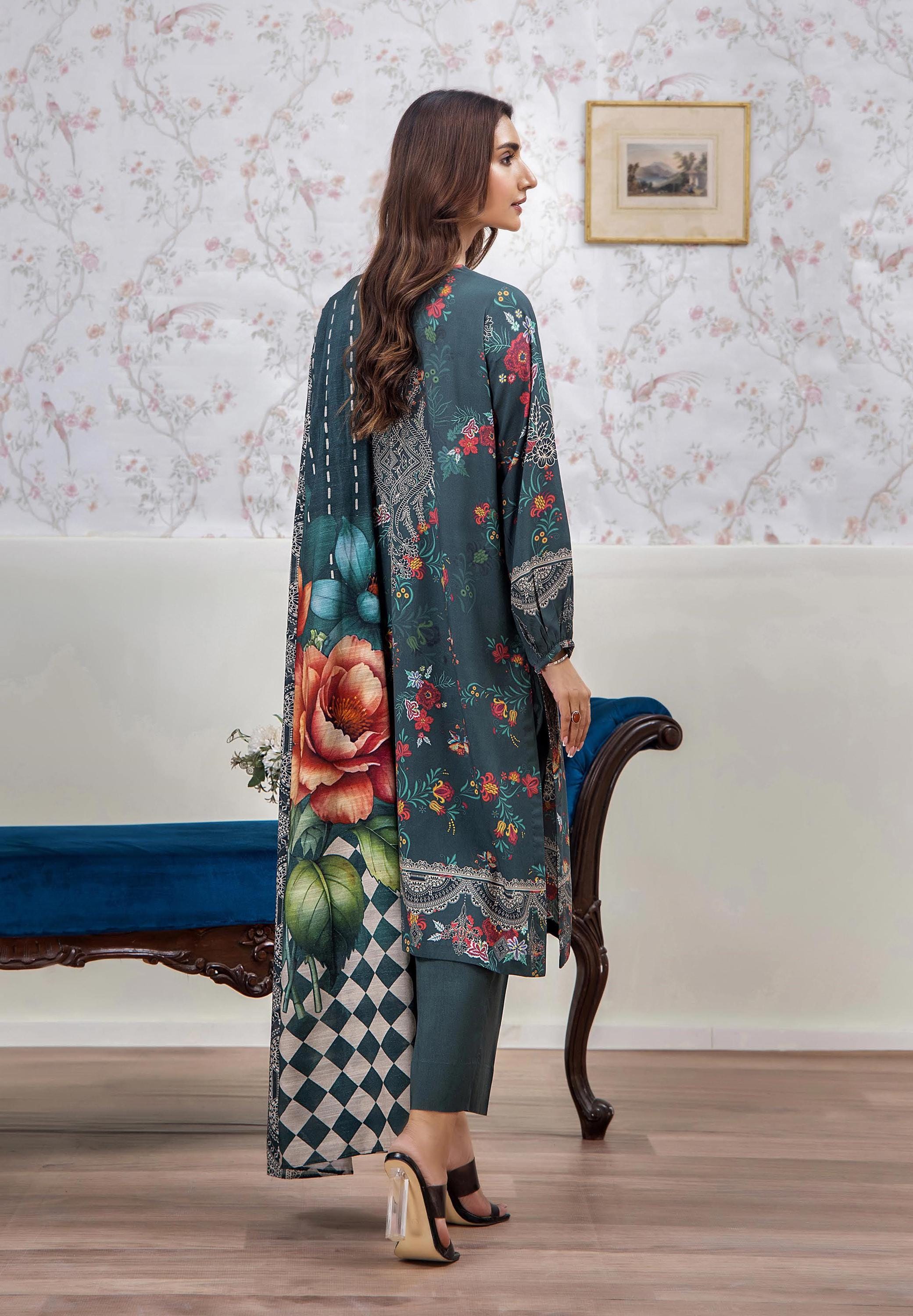 Eid Dress For Womens - Pakistani Embroidered Linen Ramadan Partywear Festival Suits In Medium & Large Size