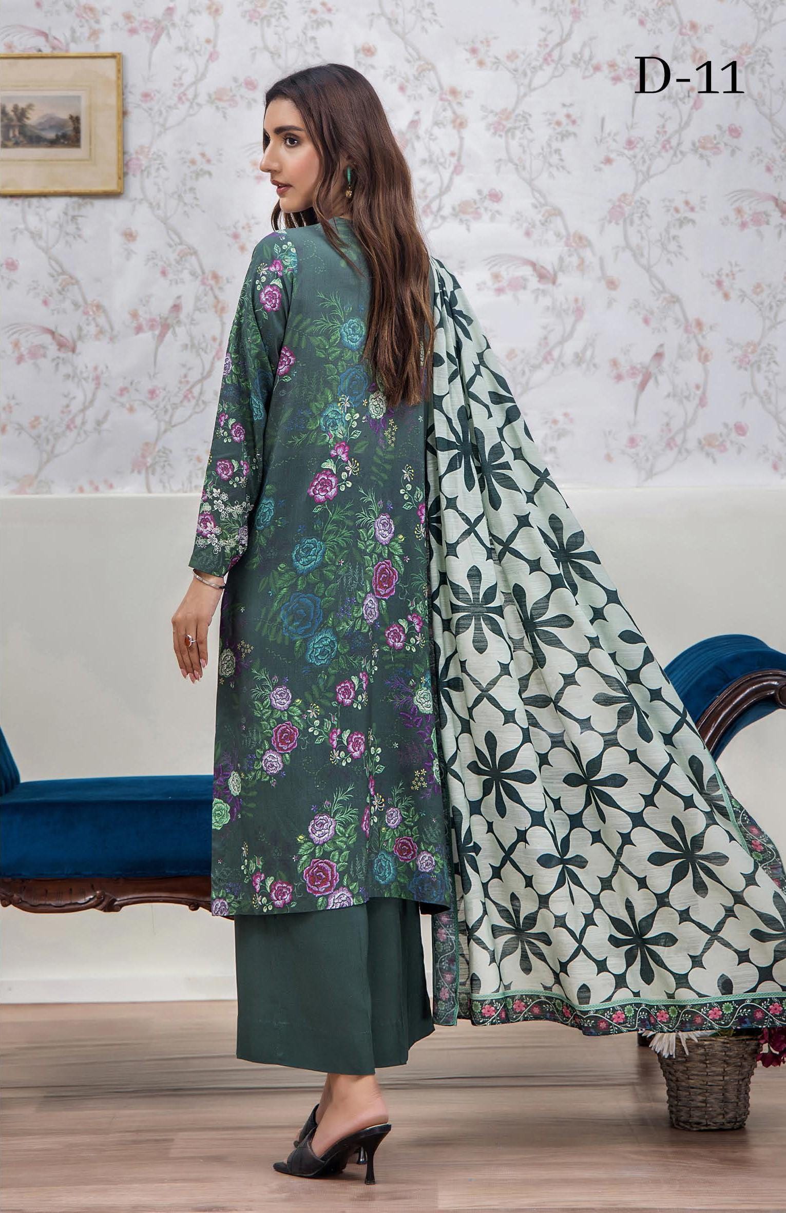 Eid Dress For Womens - Pakistani Embroidered Linen Ramadan Partywear Festival Suits In Medium & Large Size