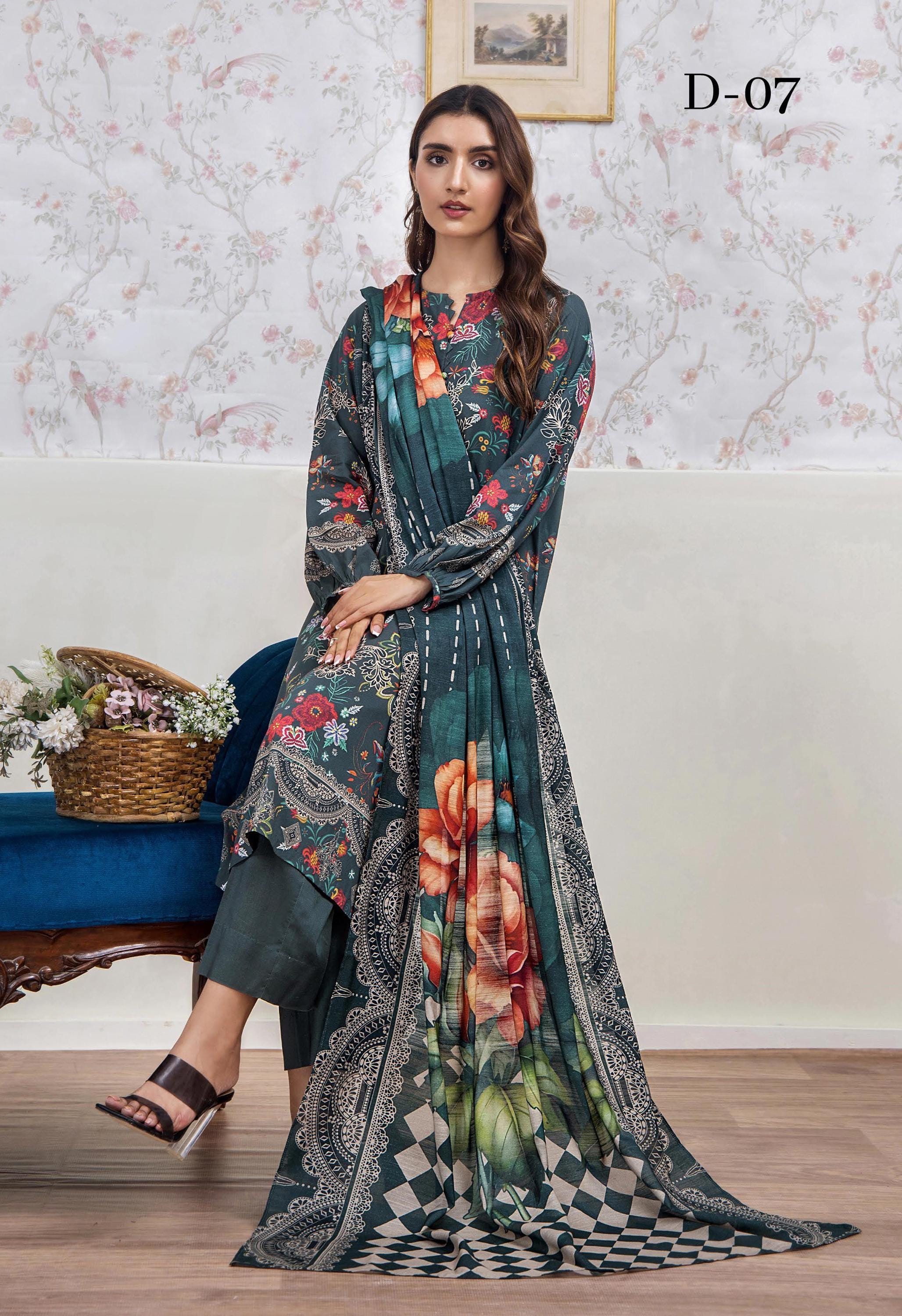 Eid Dress For Womens - Pakistani Embroidered Linen Ramadan Partywear Festival Suits In Medium & Large Size