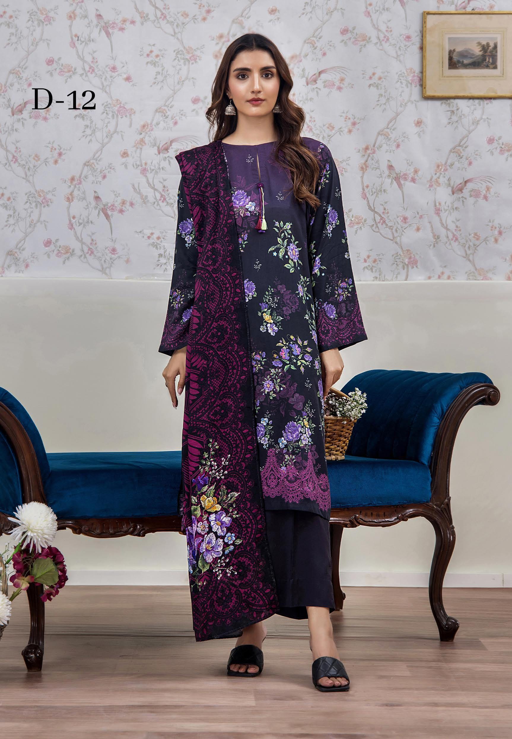 Eid Dress For Womens - Pakistani Embroidered Linen Ramadan Partywear Festival Suits In Medium & Large Size