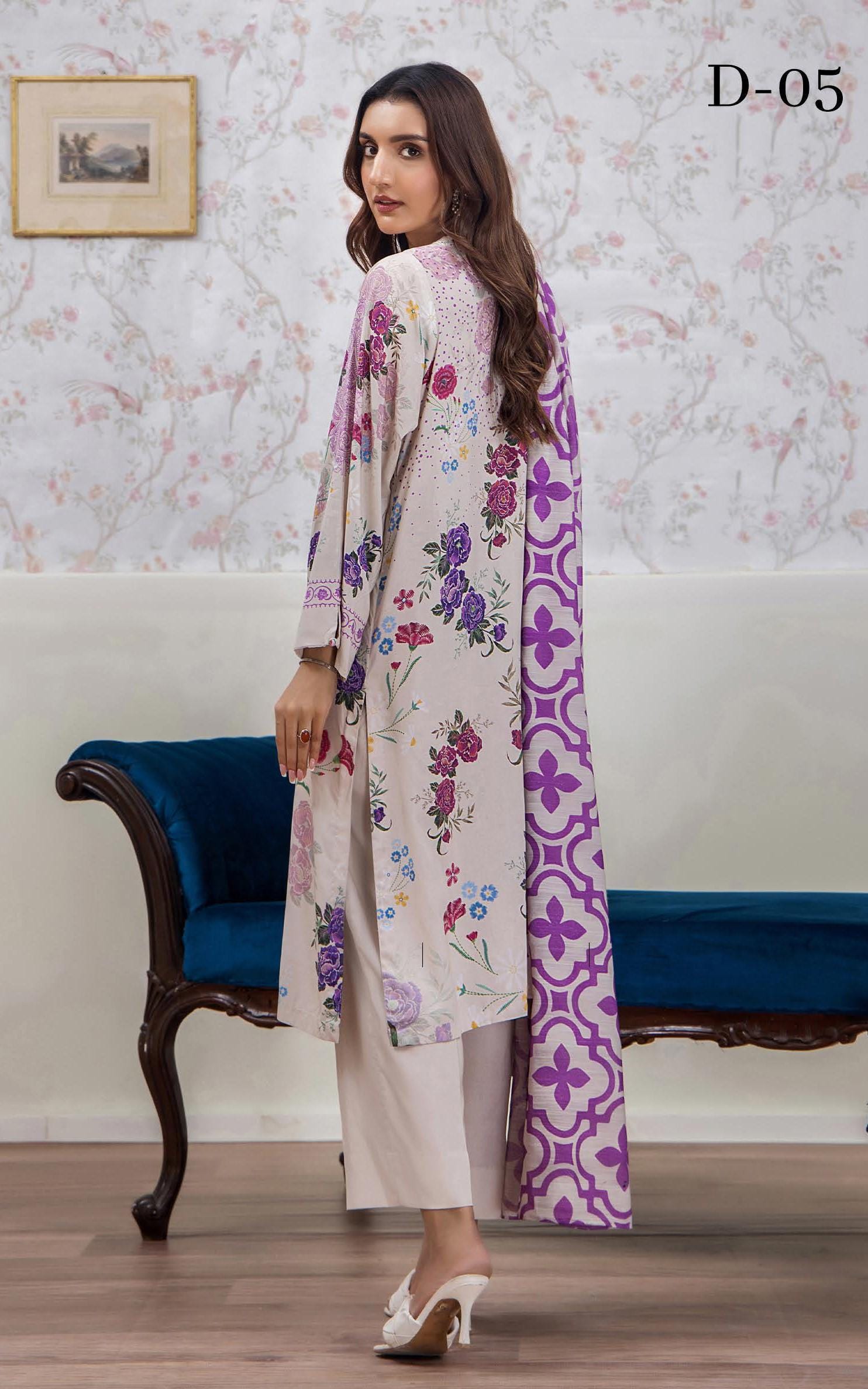 Eid Dress For Womens - Pakistani Embroidered Linen Ramadan Partywear Festival Suits In Medium & Large Size