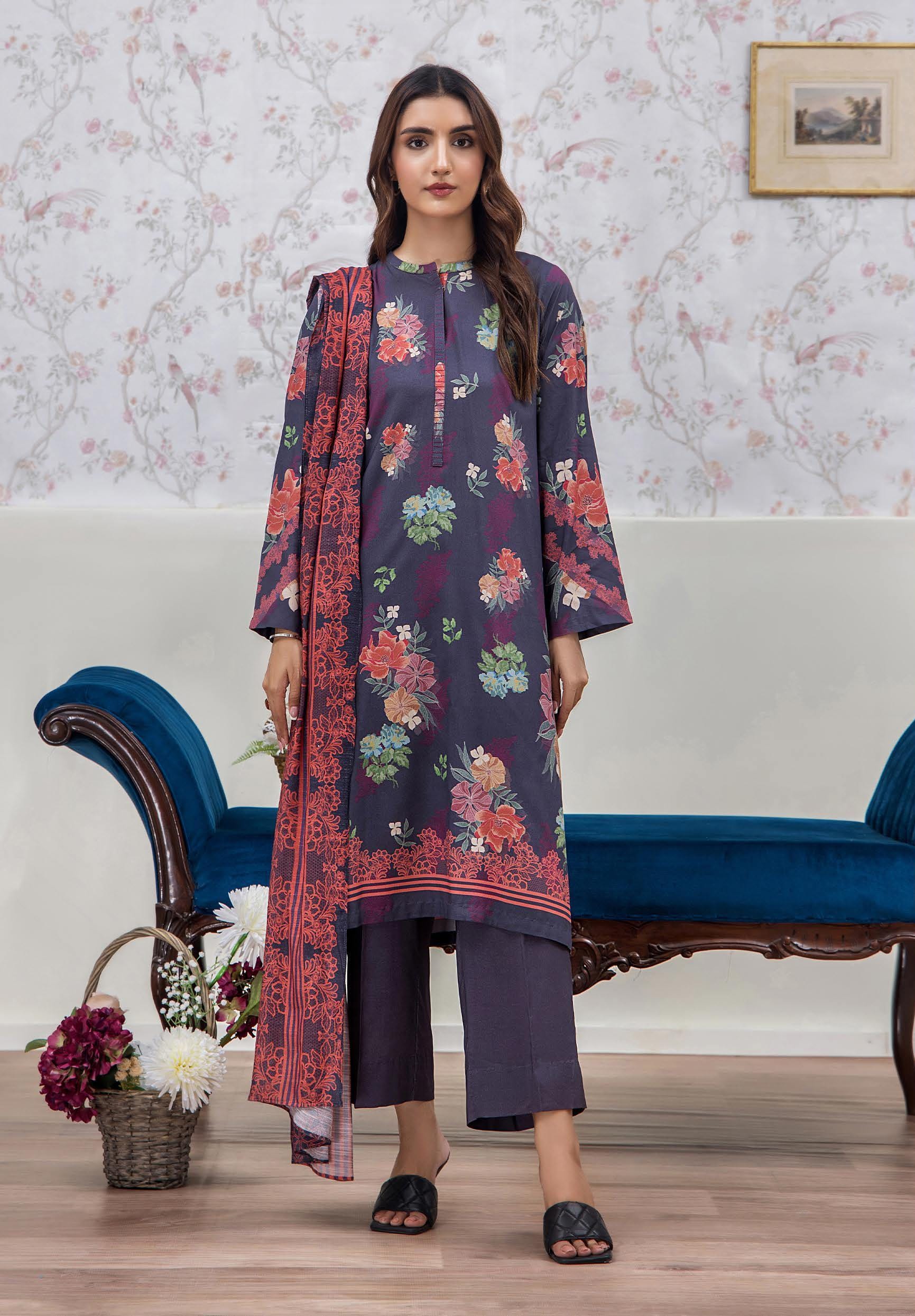 Eid Dress For Womens - Pakistani Embroidered Linen Ramadan Partywear Festival Suits In Medium & Large Size