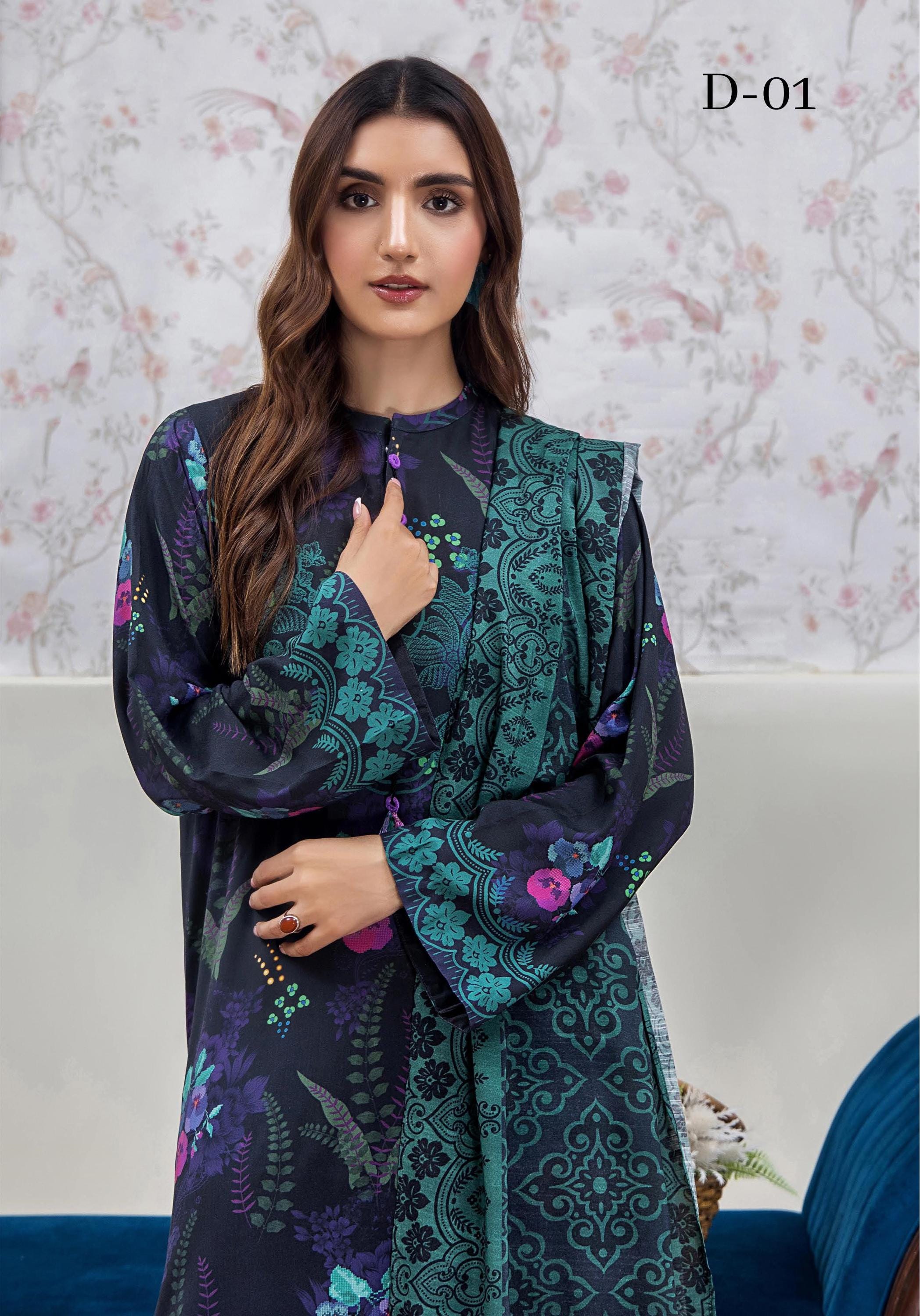 Eid Dress For Womens - Pakistani Embroidered Linen Ramadan Partywear Festival Suits In Medium & Large Size