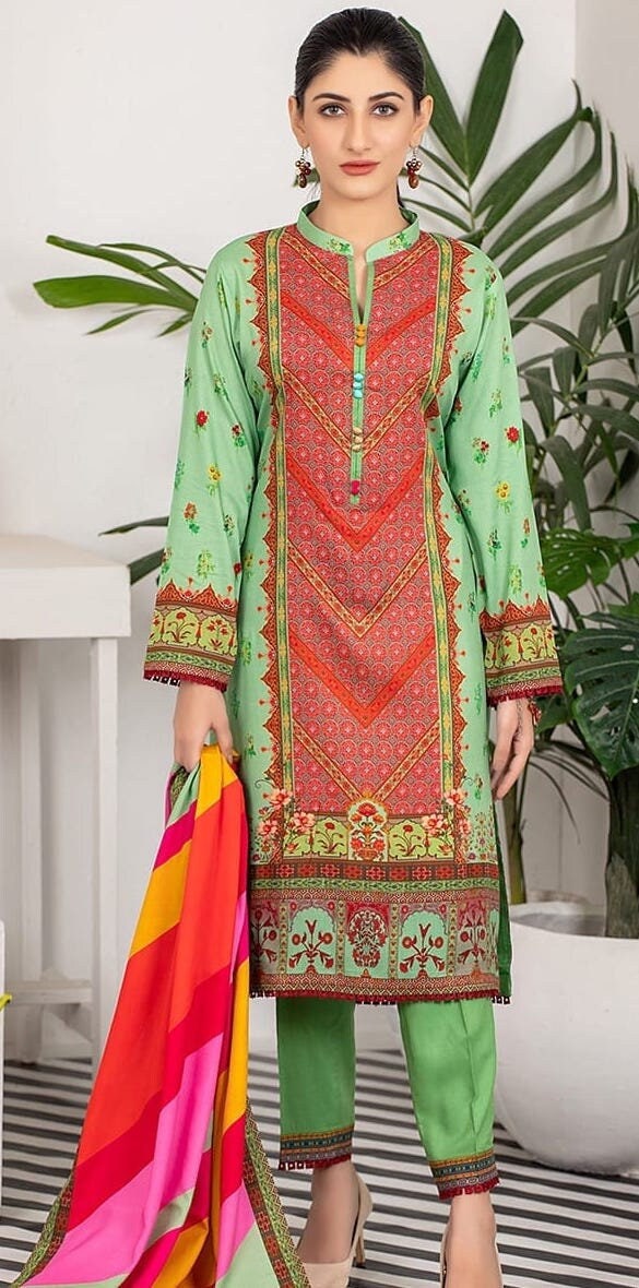 Eid Dress For Womens - Pakistani Printed Linen Ramadan Partywear Festival Suits Salwar Kameez Suit In Large Size